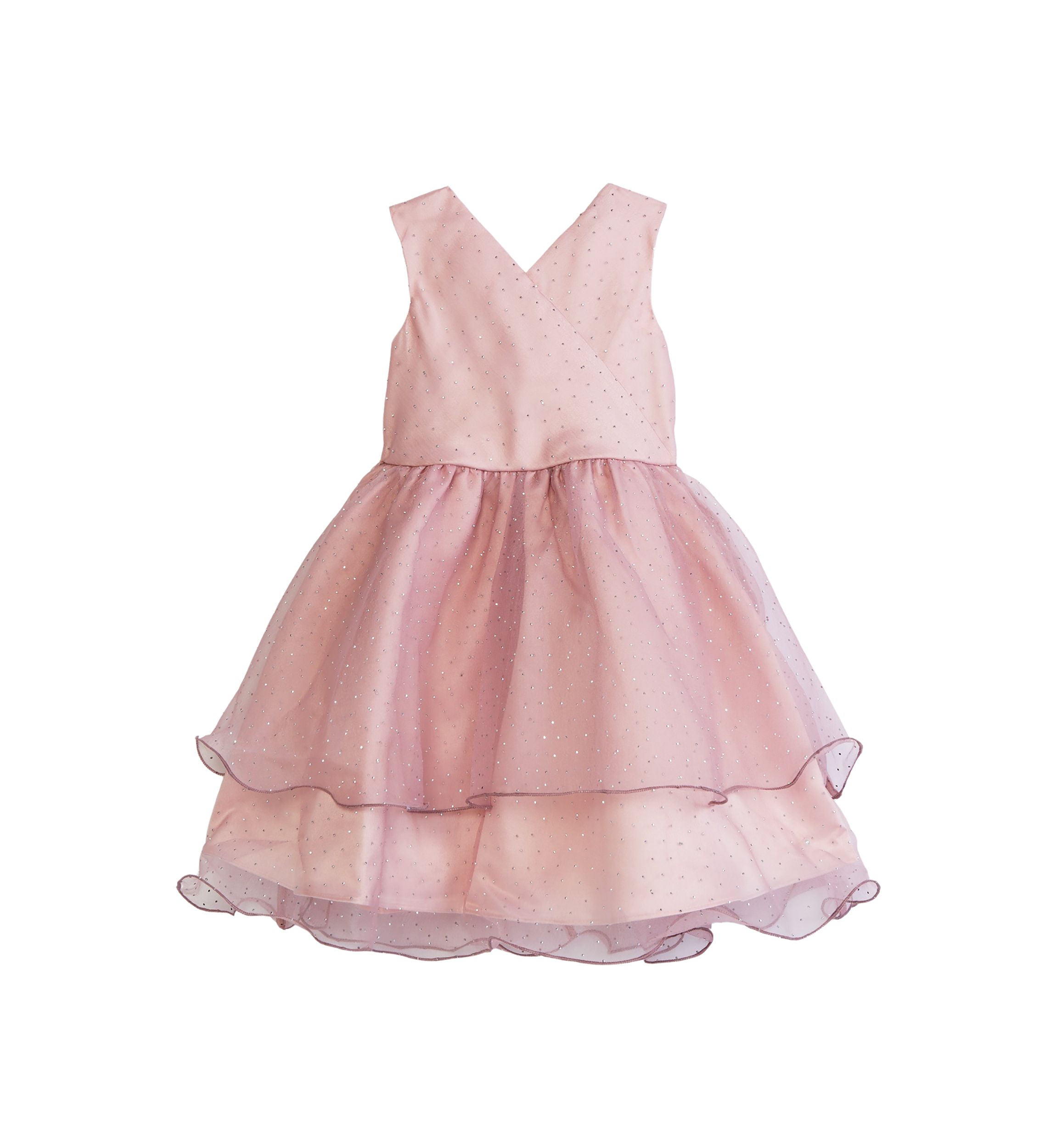 Girls 4-6x Studed Organza Overlapped Dress