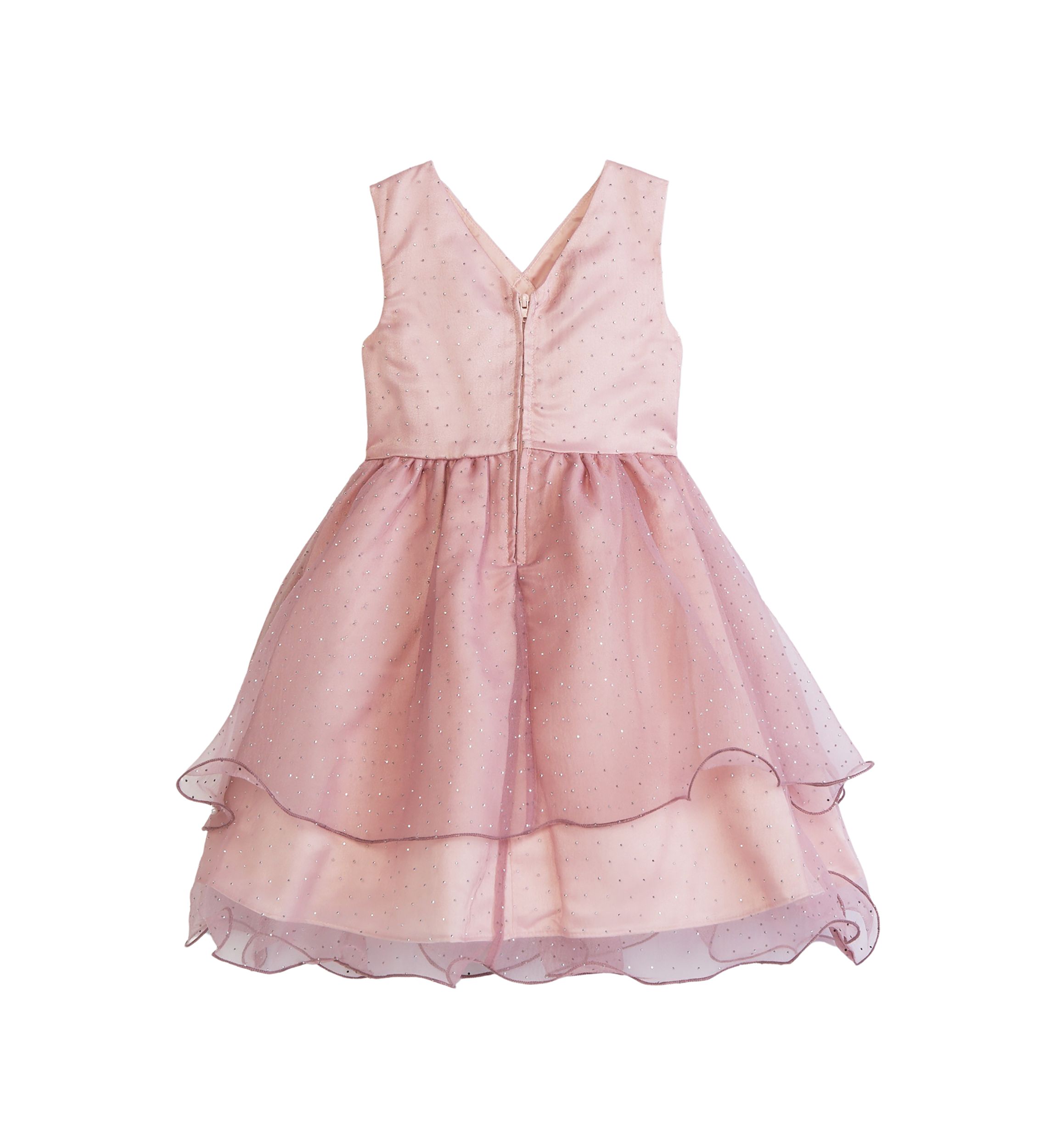 Girls 4-6x Studed Organza Overlapped Dress