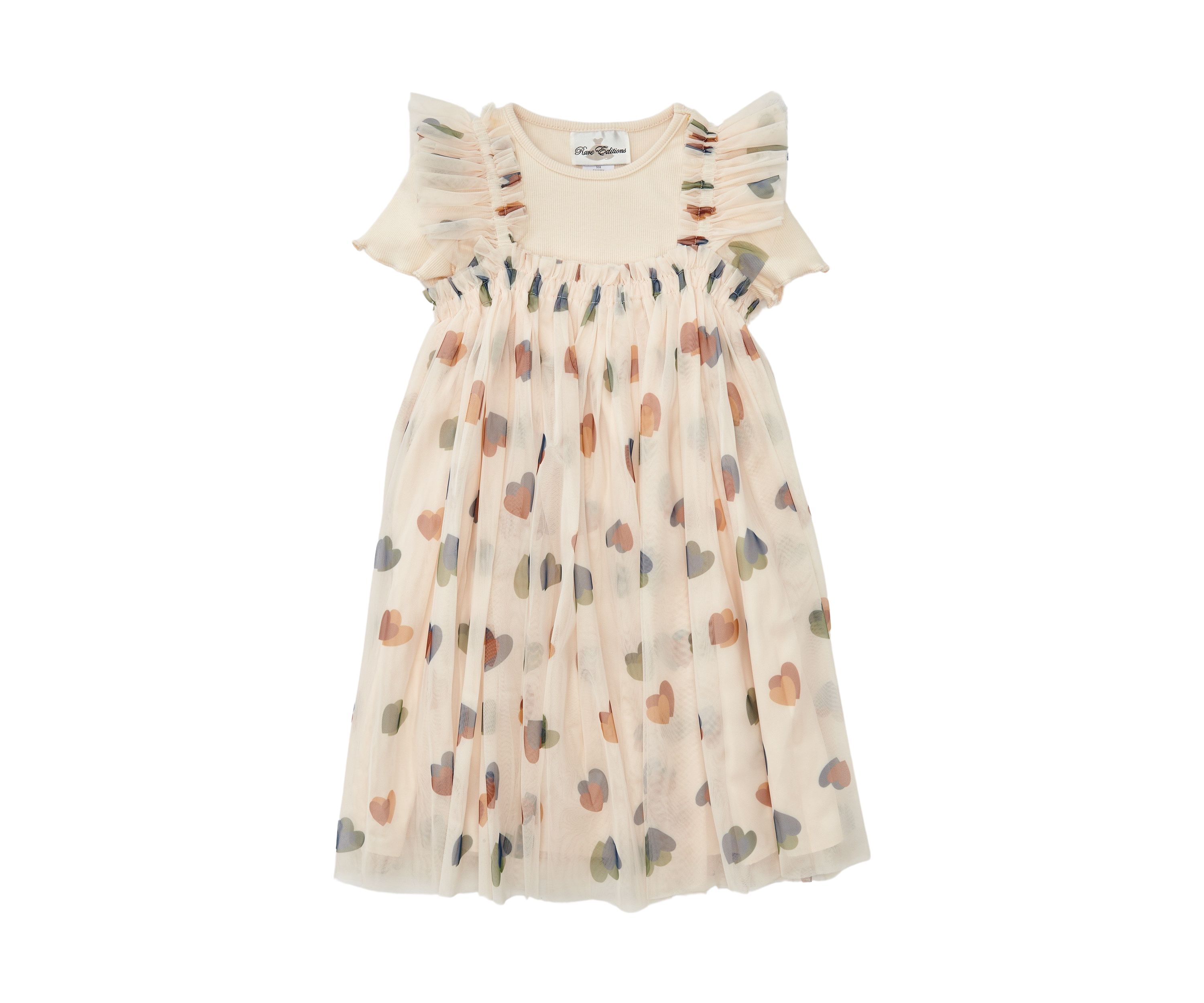 Girls 4-6x Printed Heart Mesh A-Line Dress