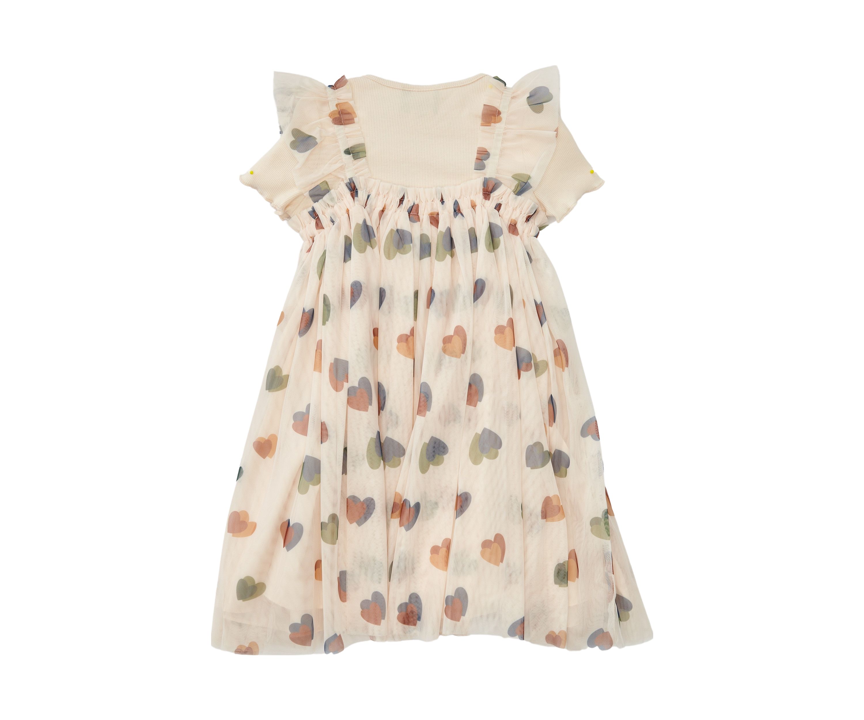 Girls 4-6x Printed Heart Mesh A-Line Dress