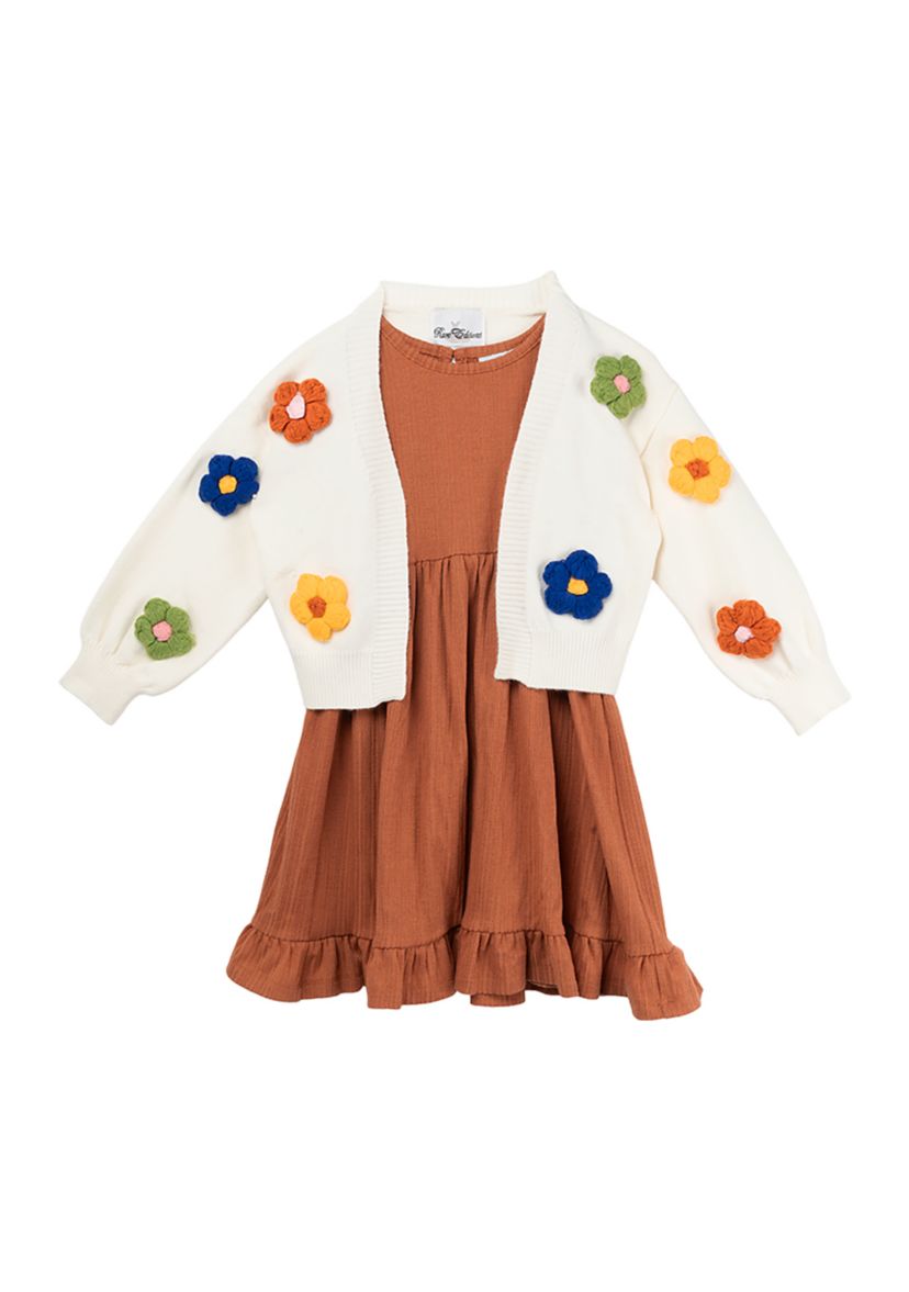 Girls 4-6x Textured Knit Cardigan and Dress Set