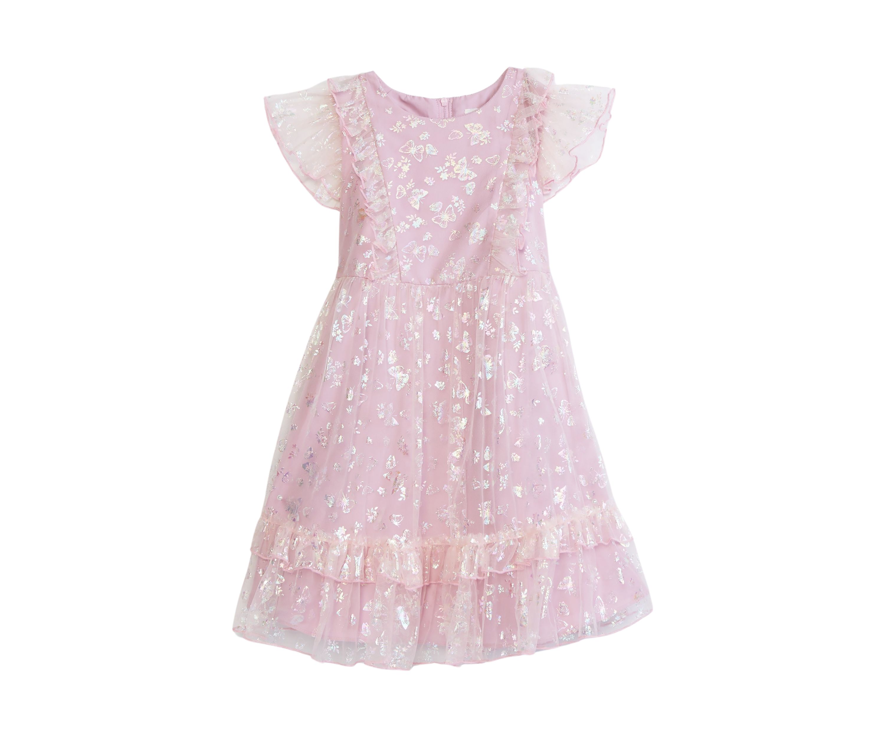 Girls 4-6x Iridescent Butterfly Mesh Dress