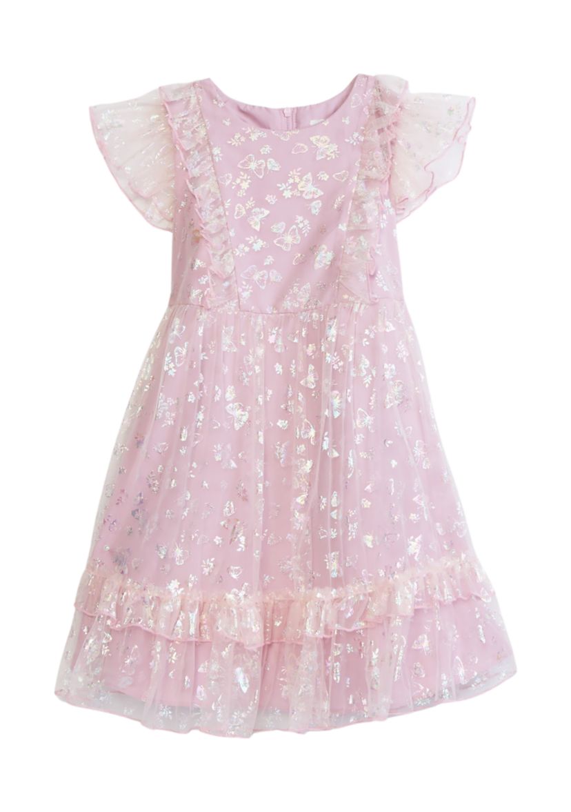 Girls 4-6x Iridescent Butterfly Mesh Dress