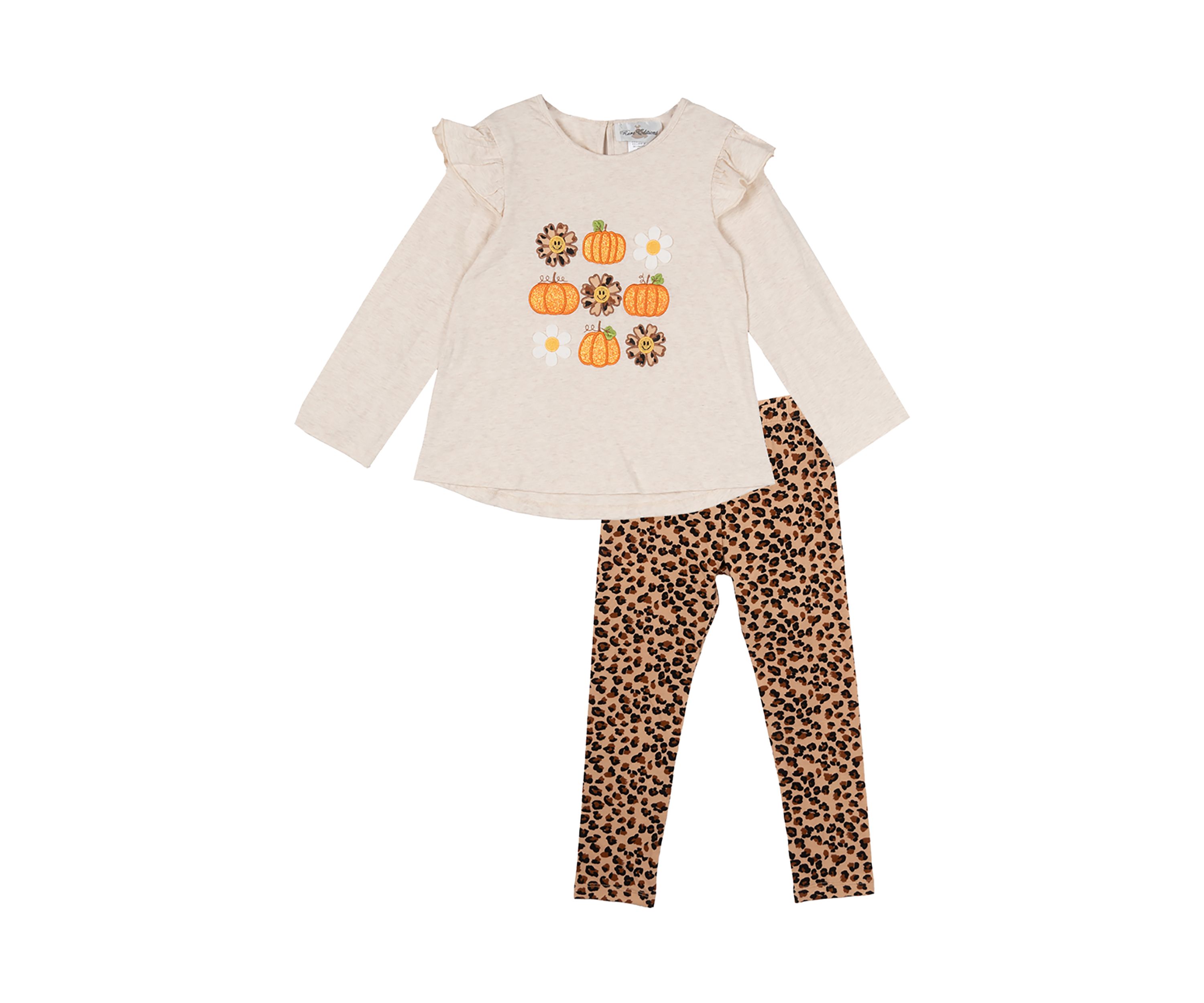 Girls 4-6x Pumpkin Appliqué Top and Printed Leggings