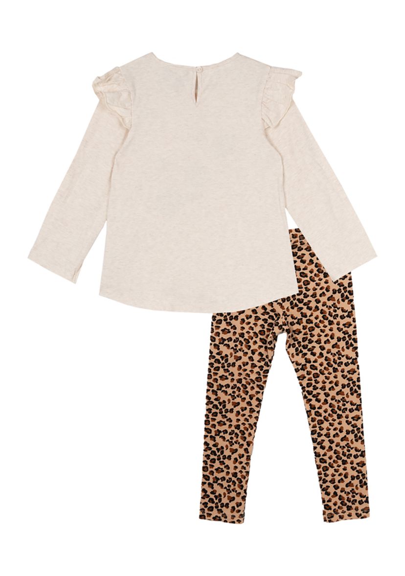 Girls 4-6x Pumpkin Appliqué Top and Printed Leggings