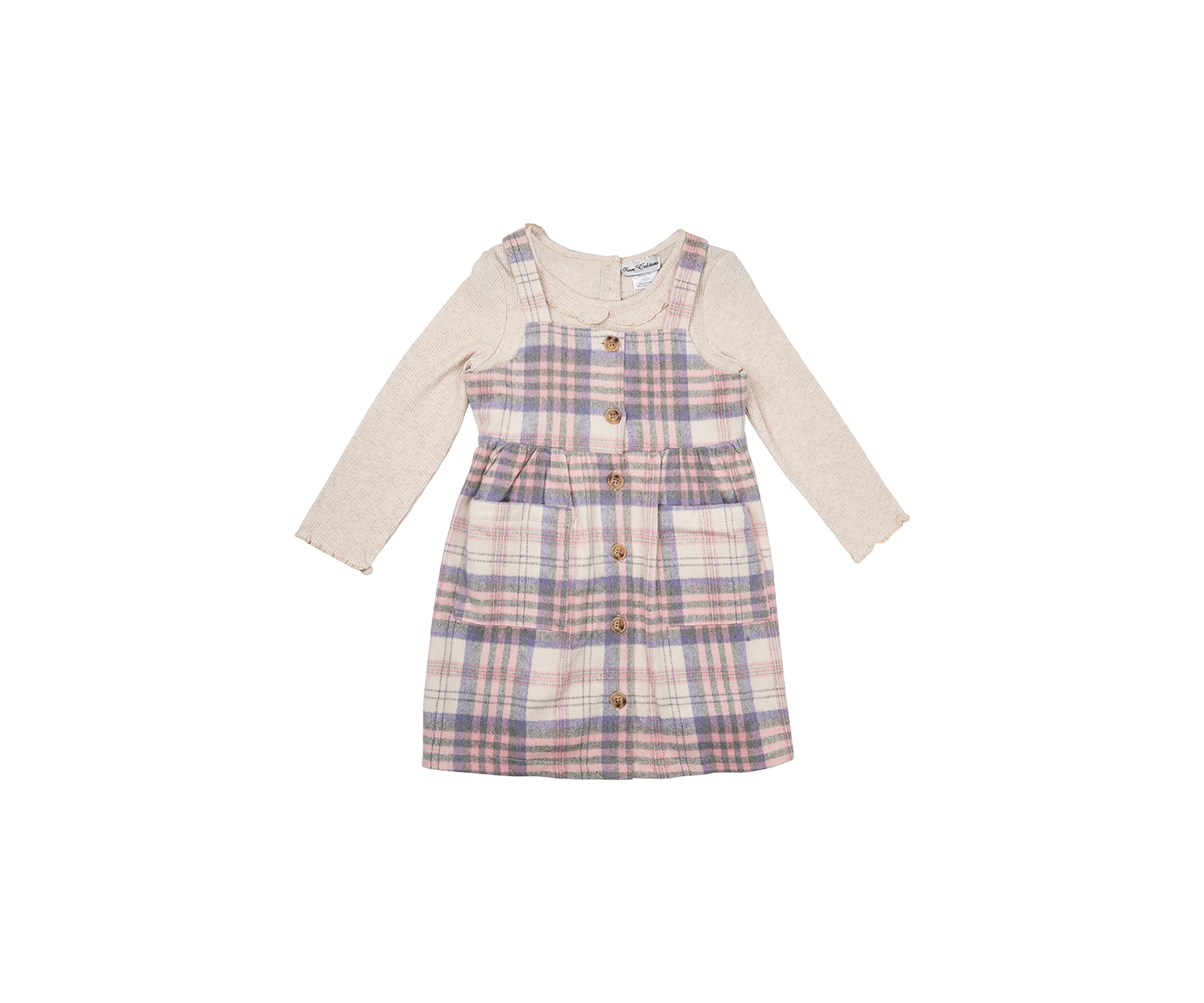Girls 4-6x Plaid Printed Jumper Dress Set