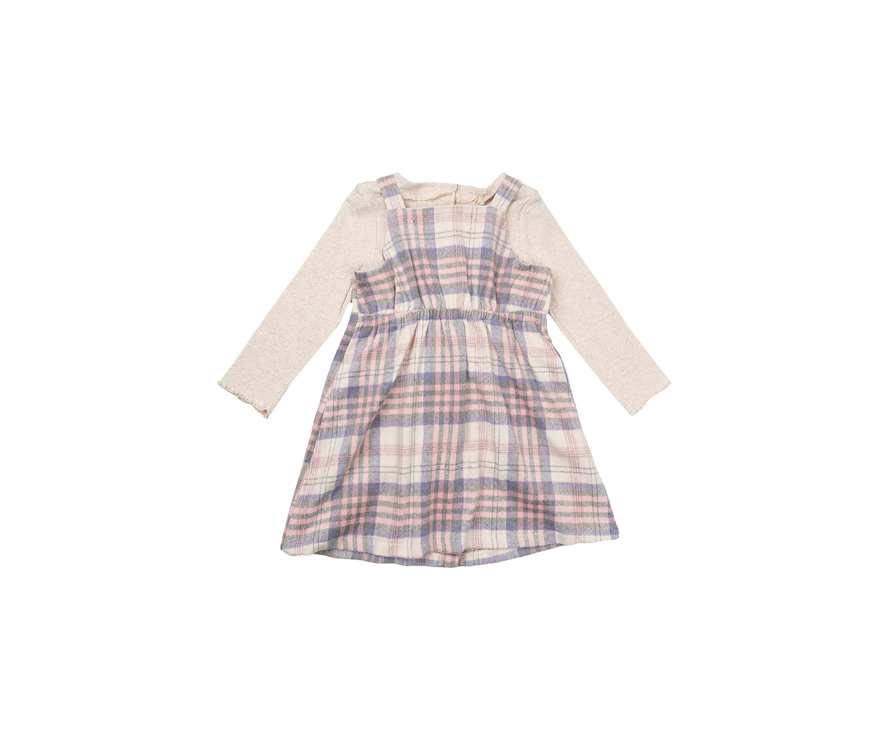 Girls 4-6x Plaid Printed Jumper Dress Set
