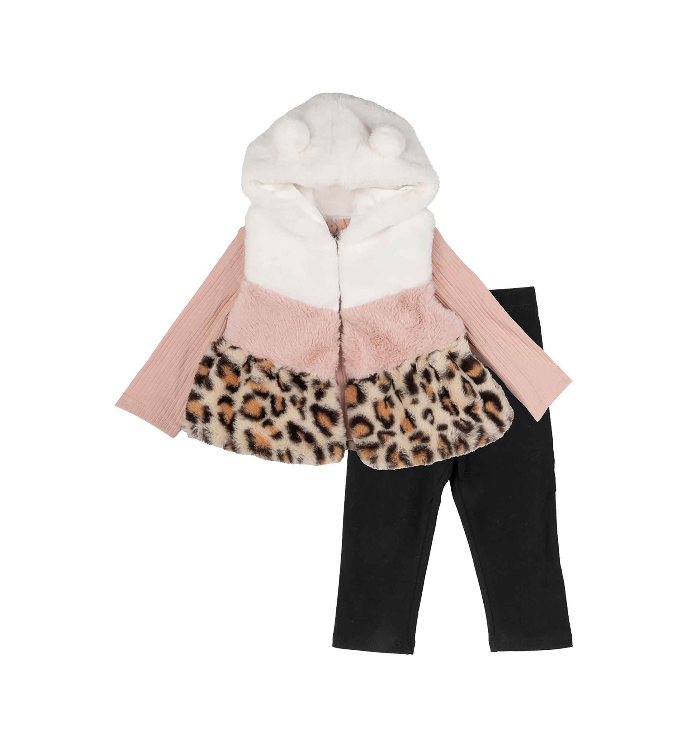 Girls 4-6x Tri Color Fur Vest Set