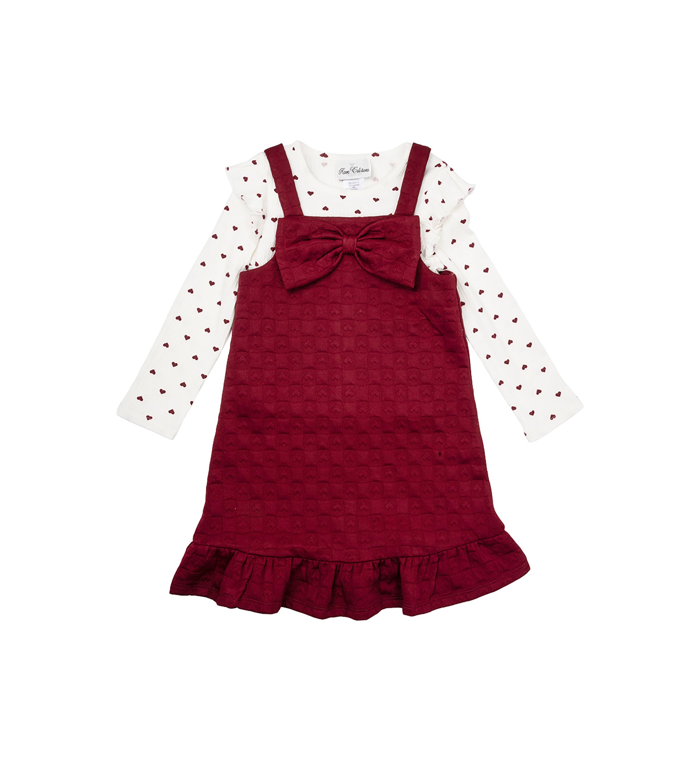 Girls 4-6x Heart Knit Printed Jumper Dress Set