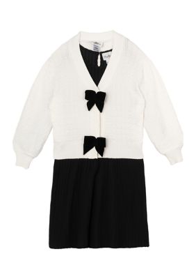 Rare Editions Girls 4-6x Bow Knit Cardigan and Dress Set