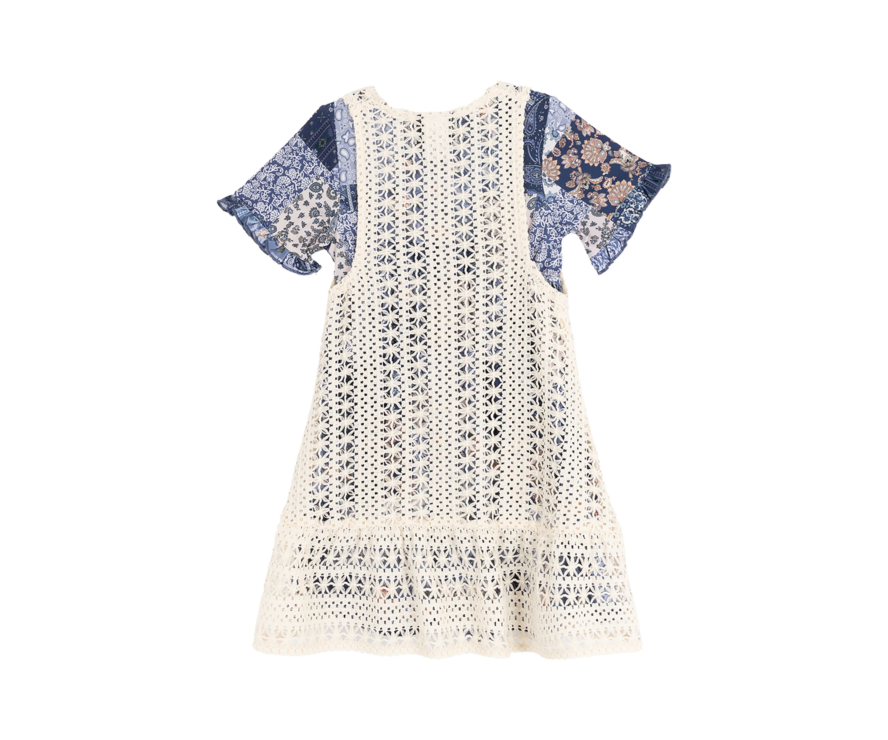 Girls 4-6x Cardigan Patchwork Printed Dress Set