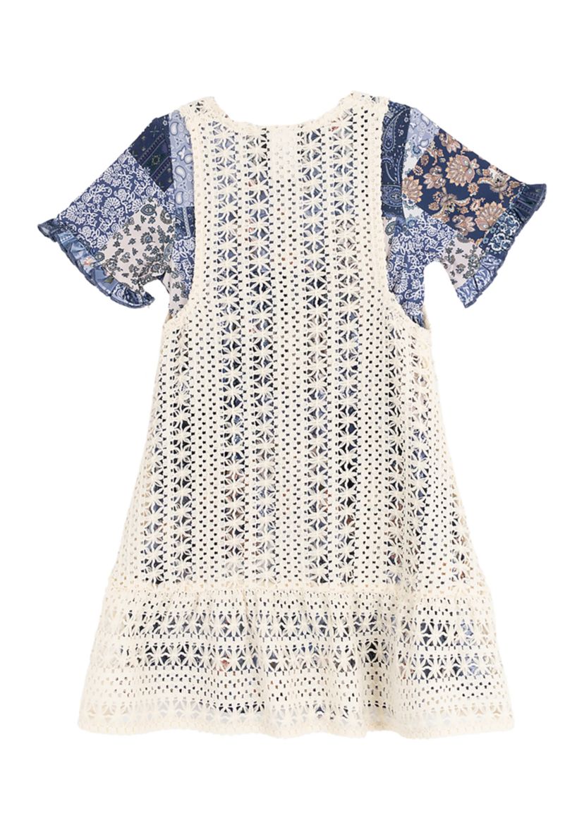 Girls 4-6x Cardigan Patchwork Printed Dress Set