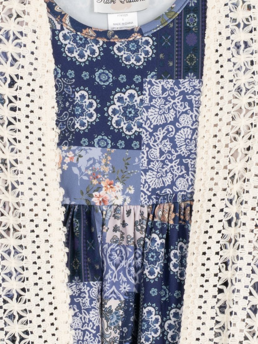 Girls 4-6x Cardigan Patchwork Printed Dress Set