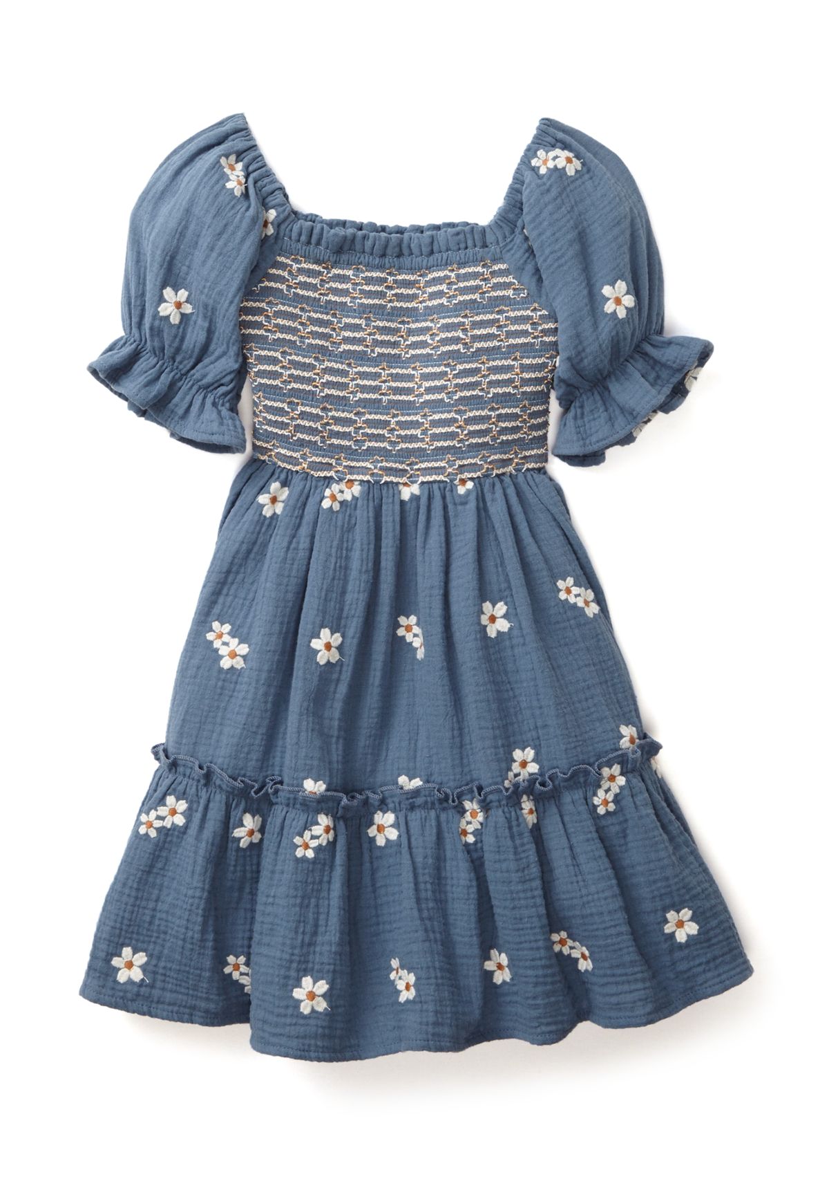 Girls 4-6x Daisy Embroidered Smocked Dress