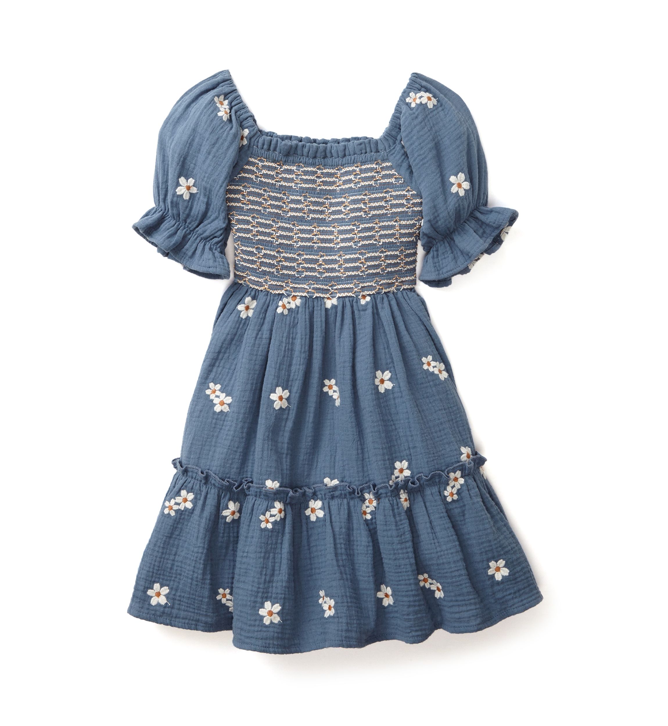 Girls 4-6x Daisy Embroidered Smocked Dress