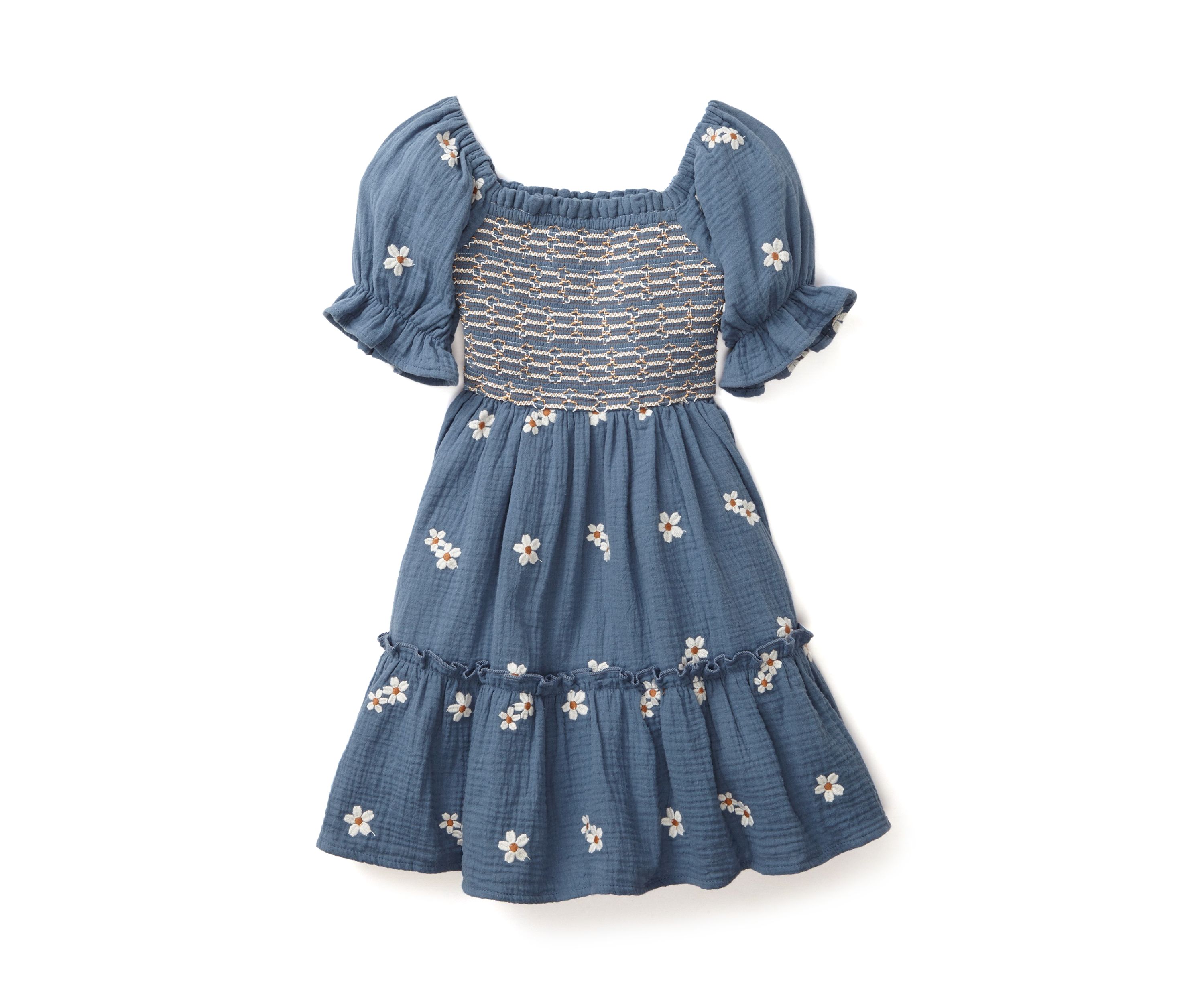 Girls 4-6x Daisy Embroidered Smocked Dress