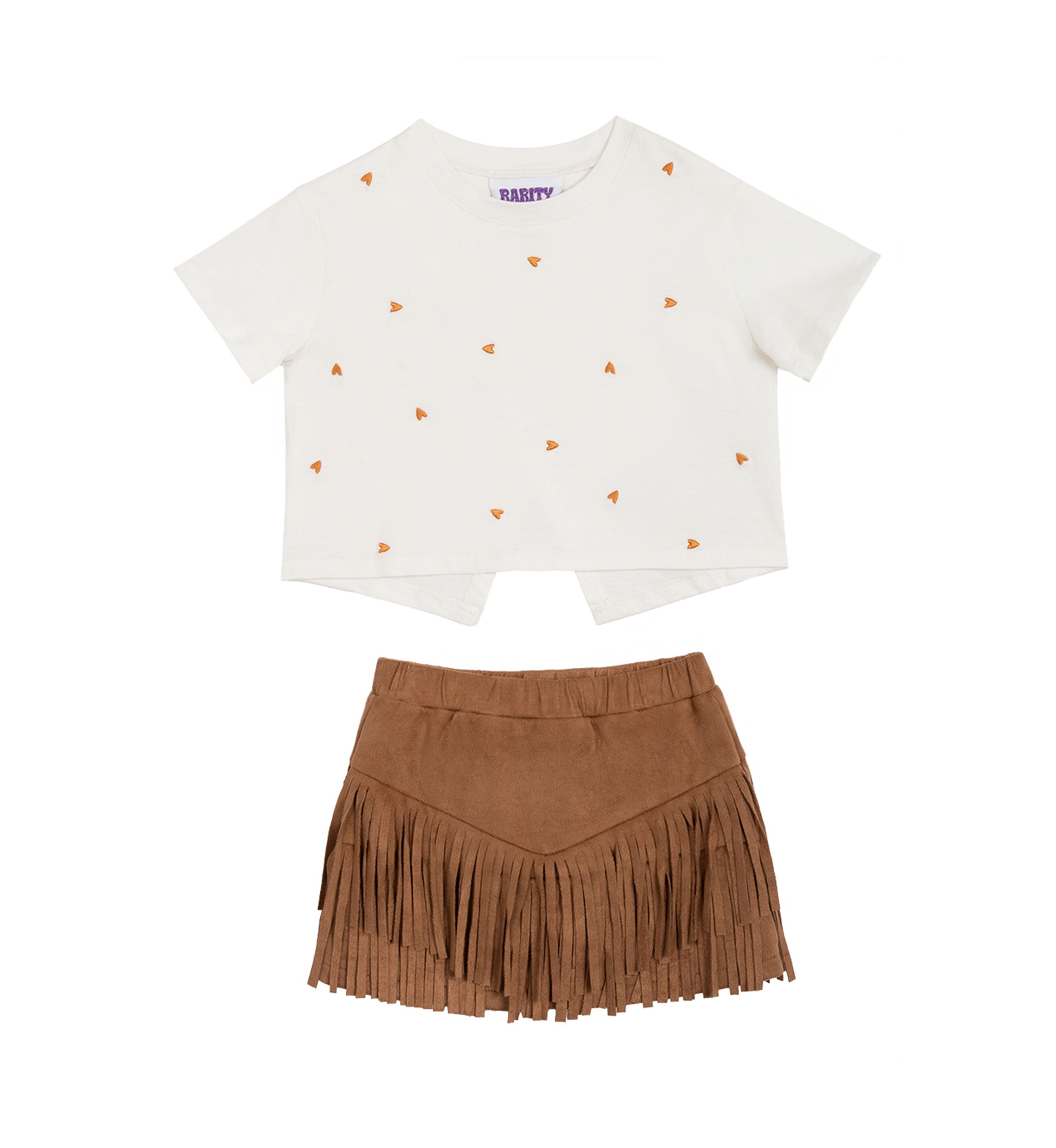Girls 4-6x Printed Top and Fringe Skort Set