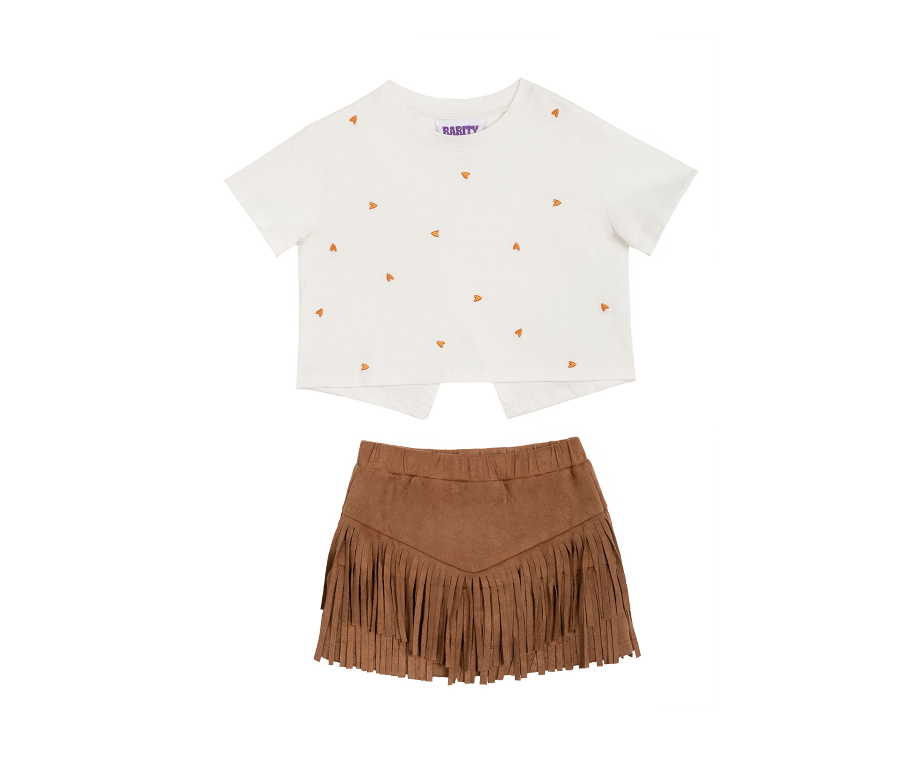Girls 4-6x Printed Top and Fringe Skort Set