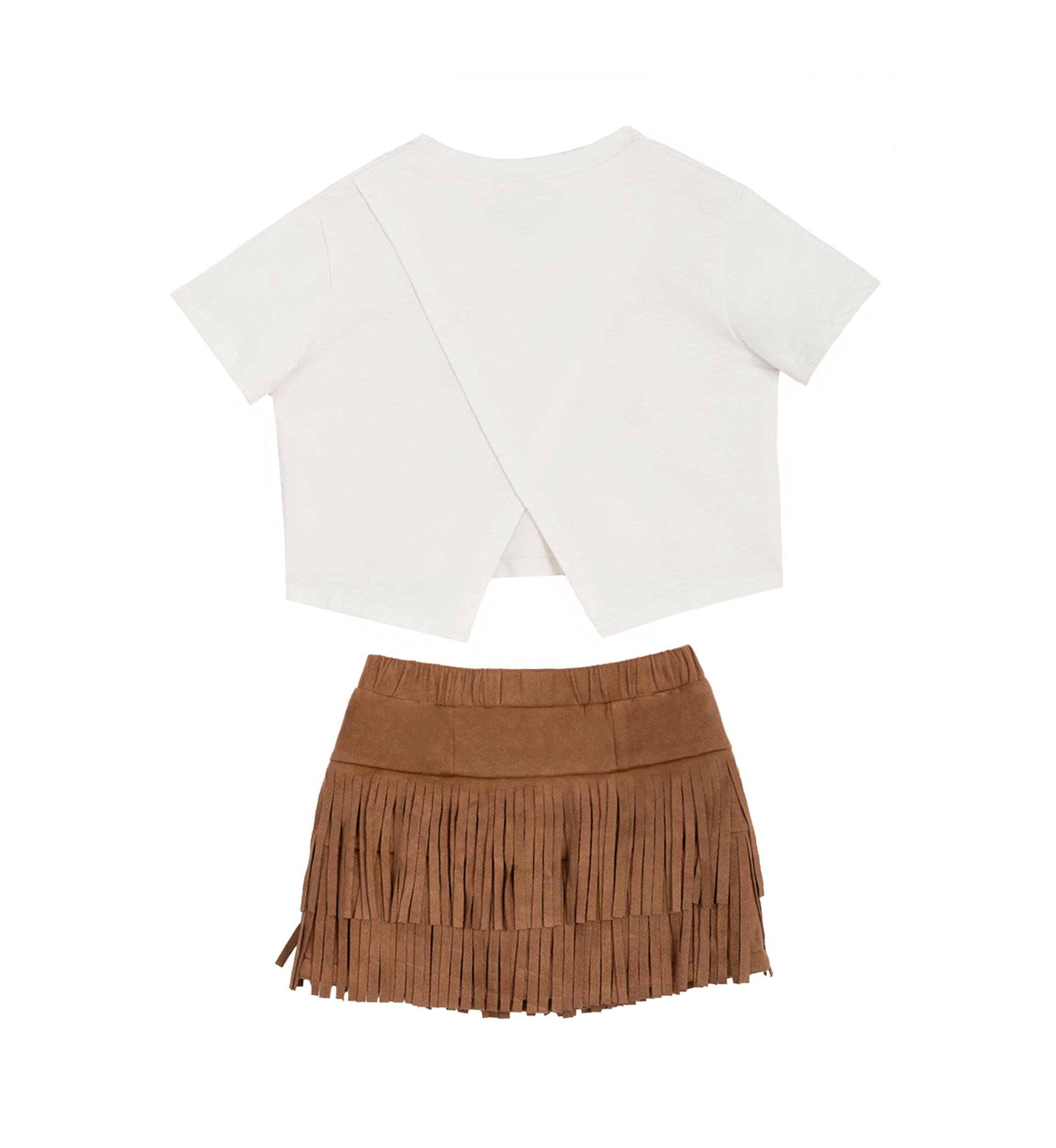 Girls 4-6x Printed Top and Fringe Skort Set