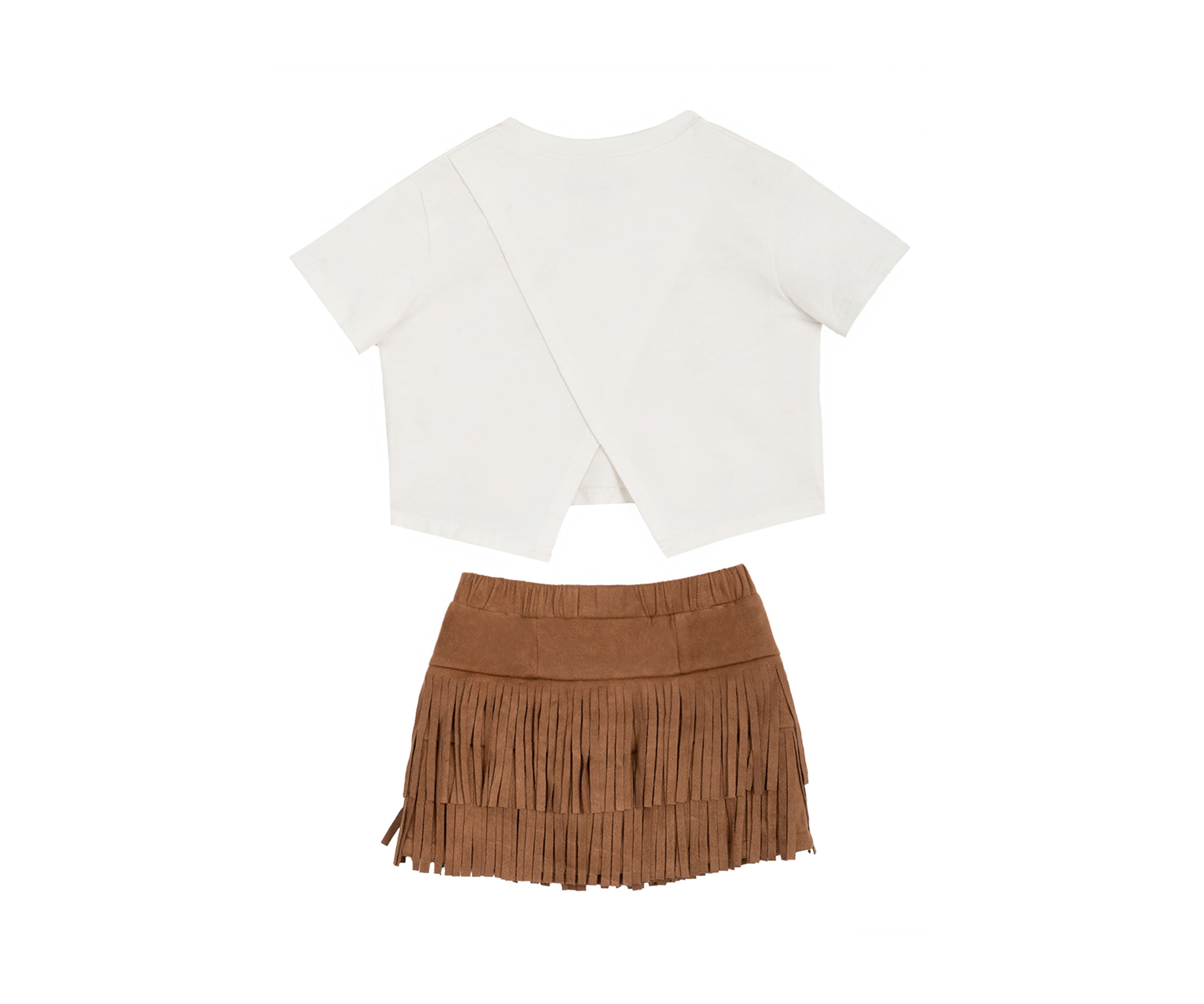 Girls 4-6x Printed Top and Fringe Skort Set