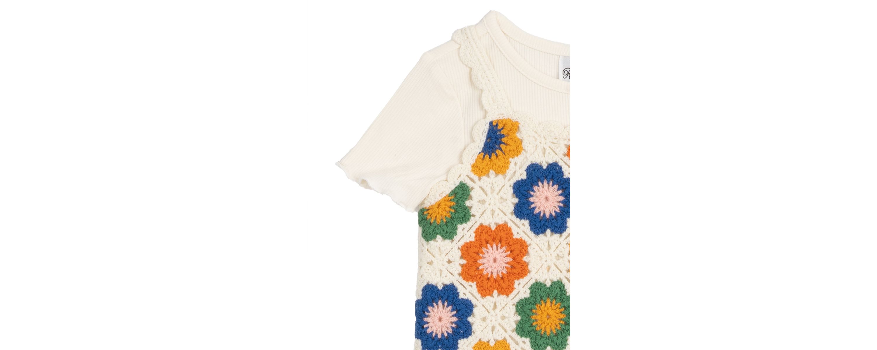 Girls 4-6x Crochet Knit T-Shirt and Flared Pants Set