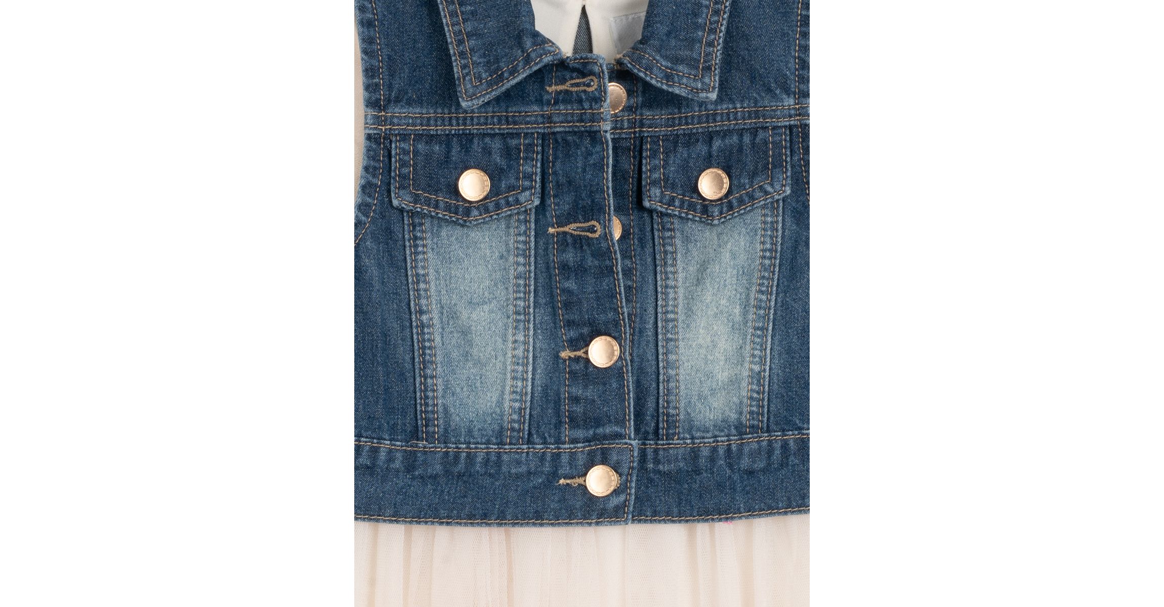 Girls 4-6x Denim Vest and Embroidered Floral Dress Set