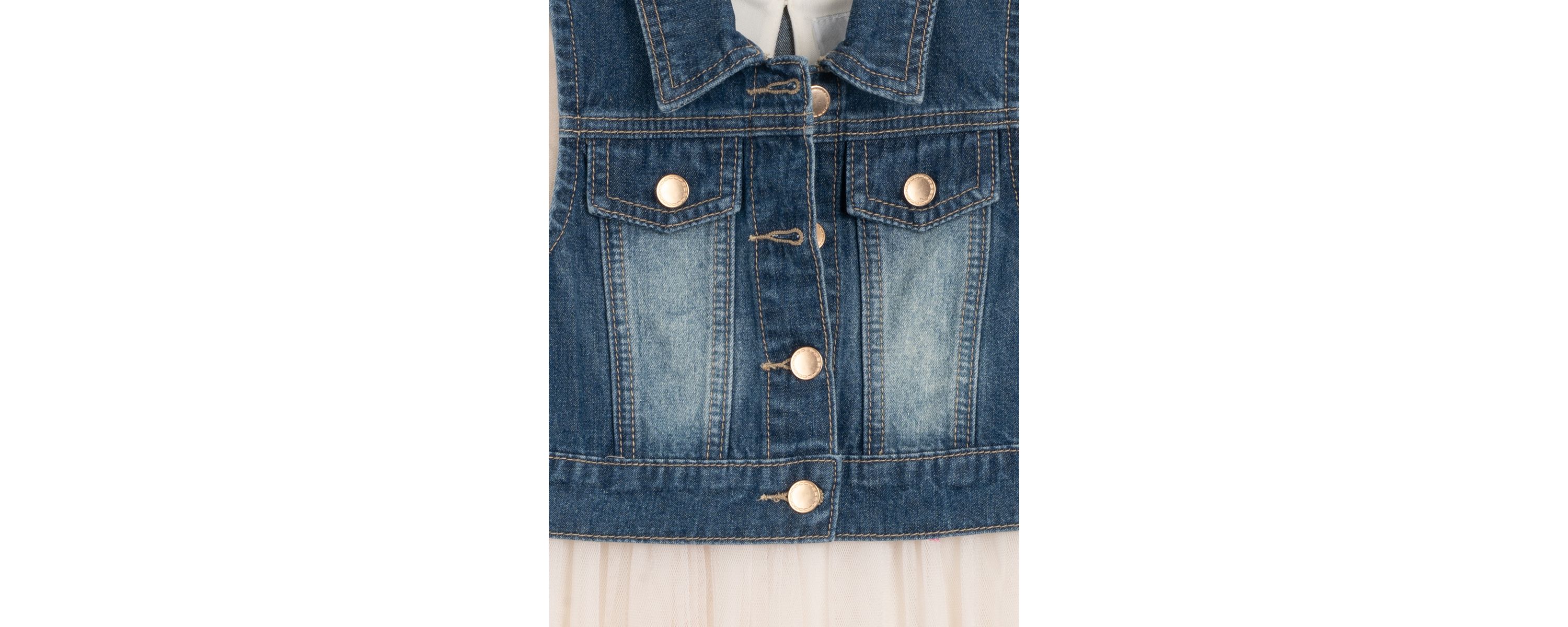 Girls 4-6x Denim Vest and Embroidered Floral Dress Set