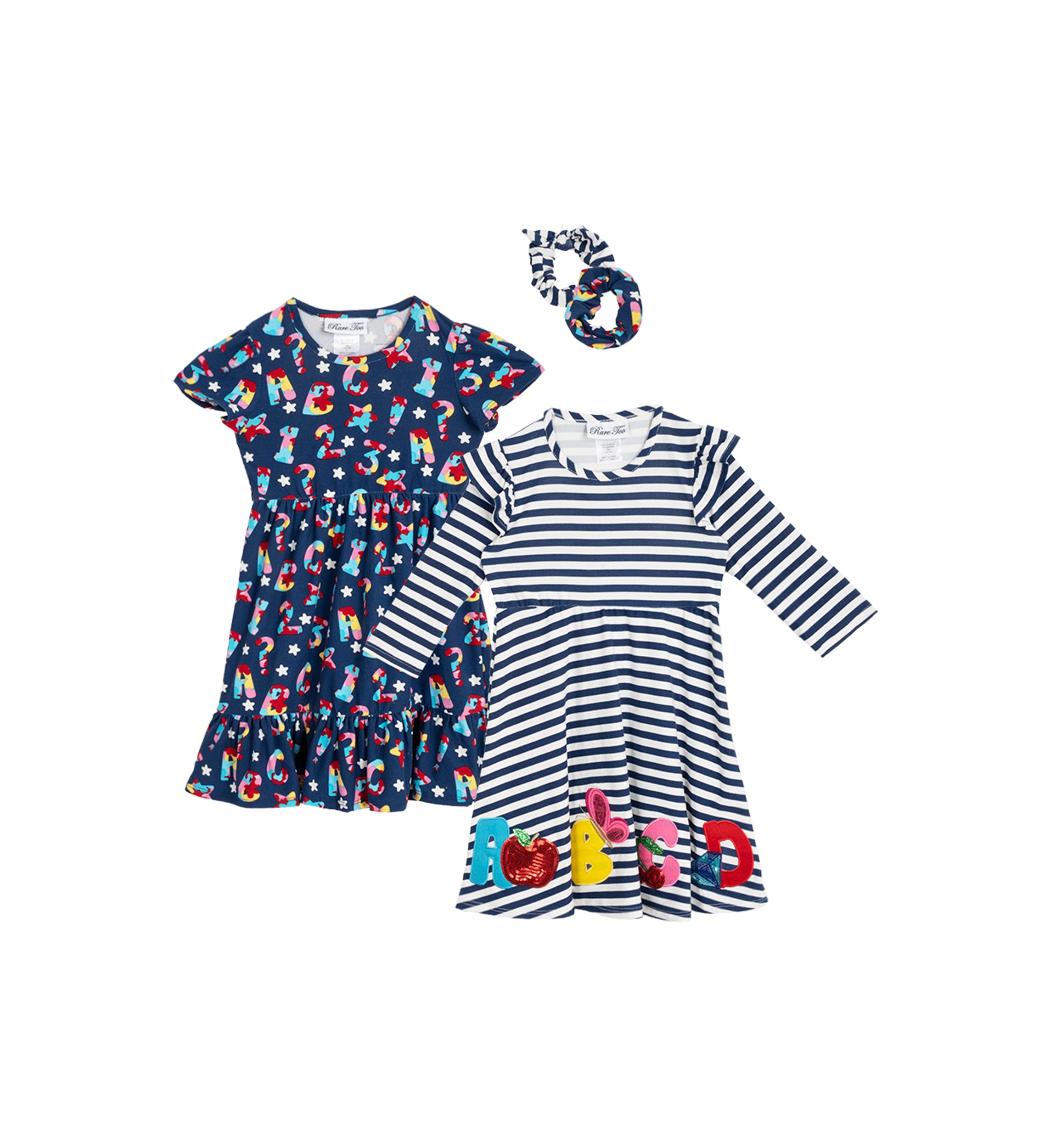 Girls 4-6x Dress Set with Scrunchies
