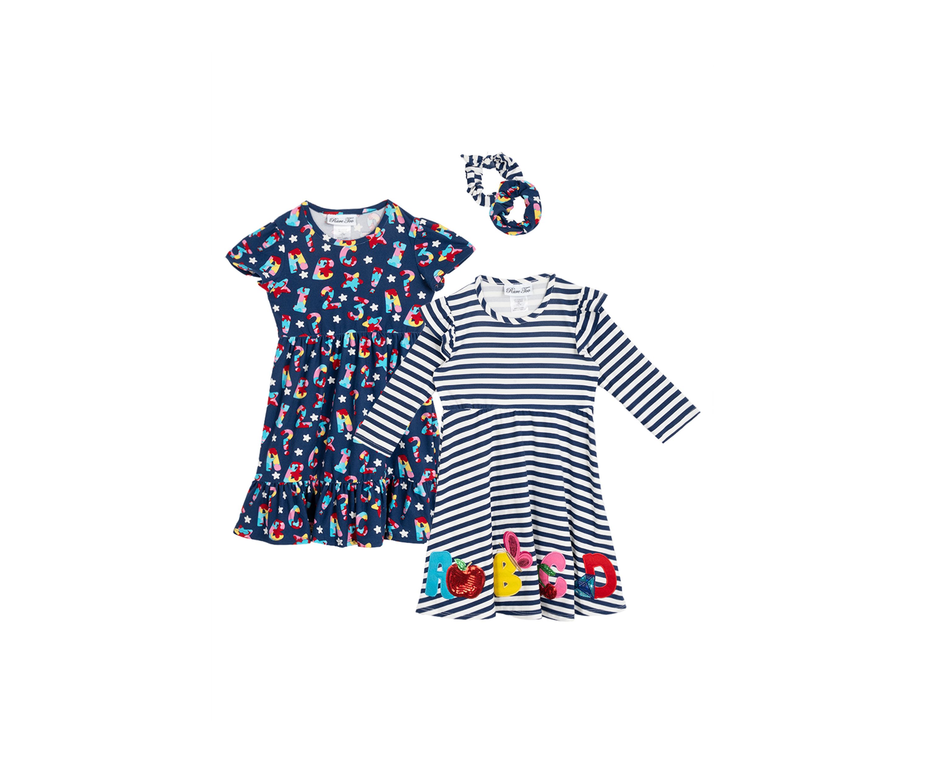 Girls 4-6x Dress Set with Scrunchies