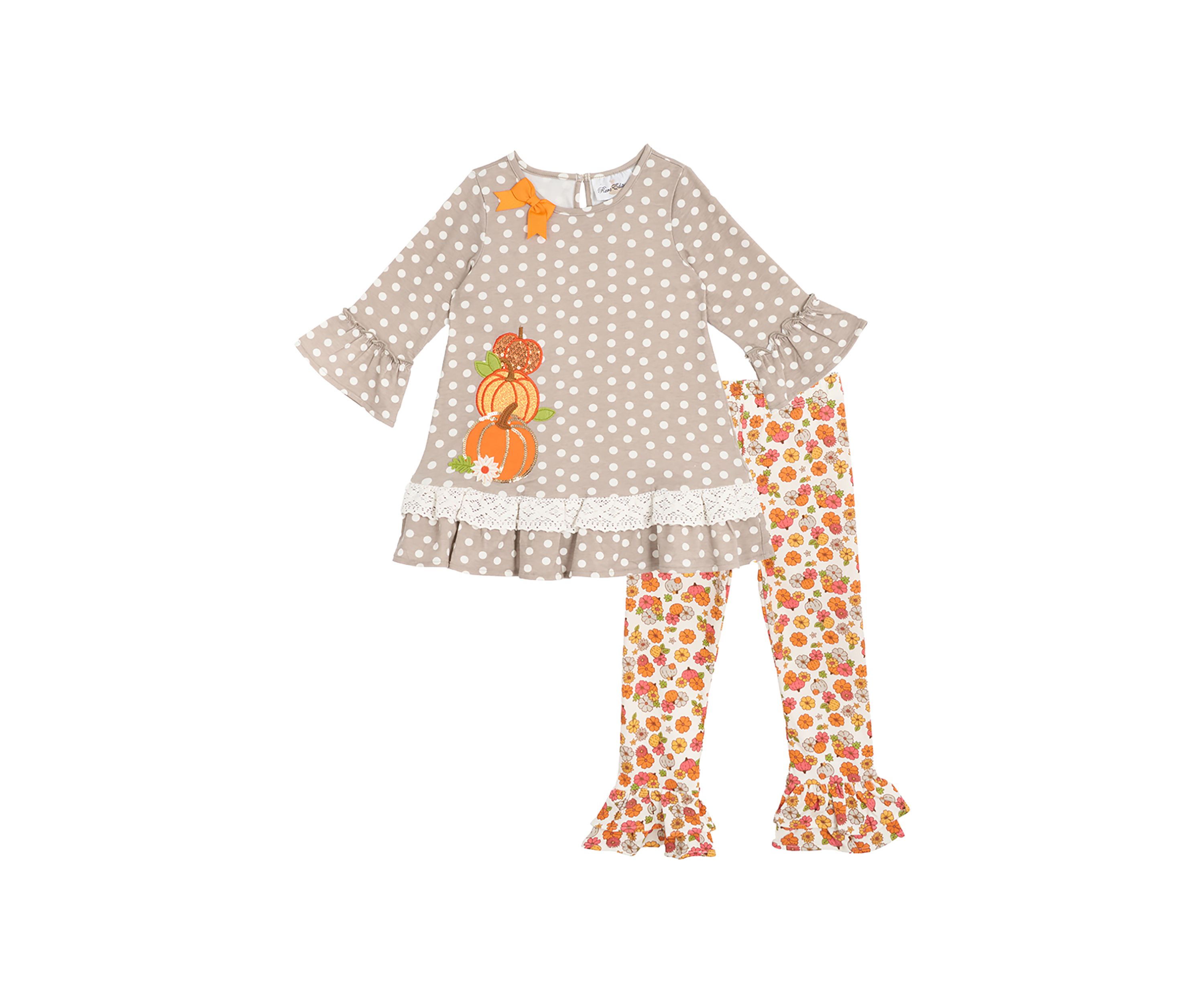 Girls 4-6x Harvest Appliqué Top and Printed Leggings Set