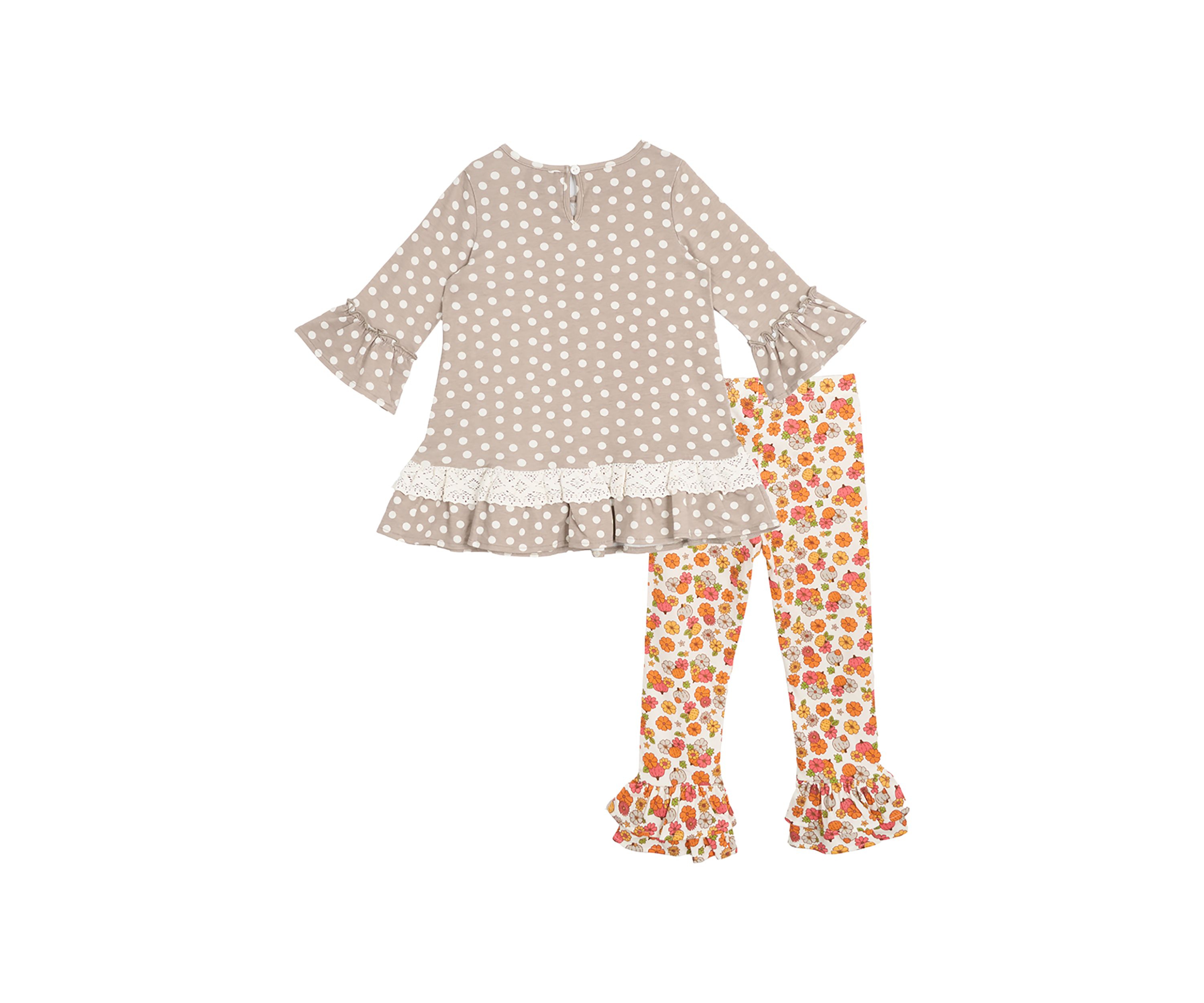 Girls 4-6x Harvest Appliqué Top and Printed Leggings Set