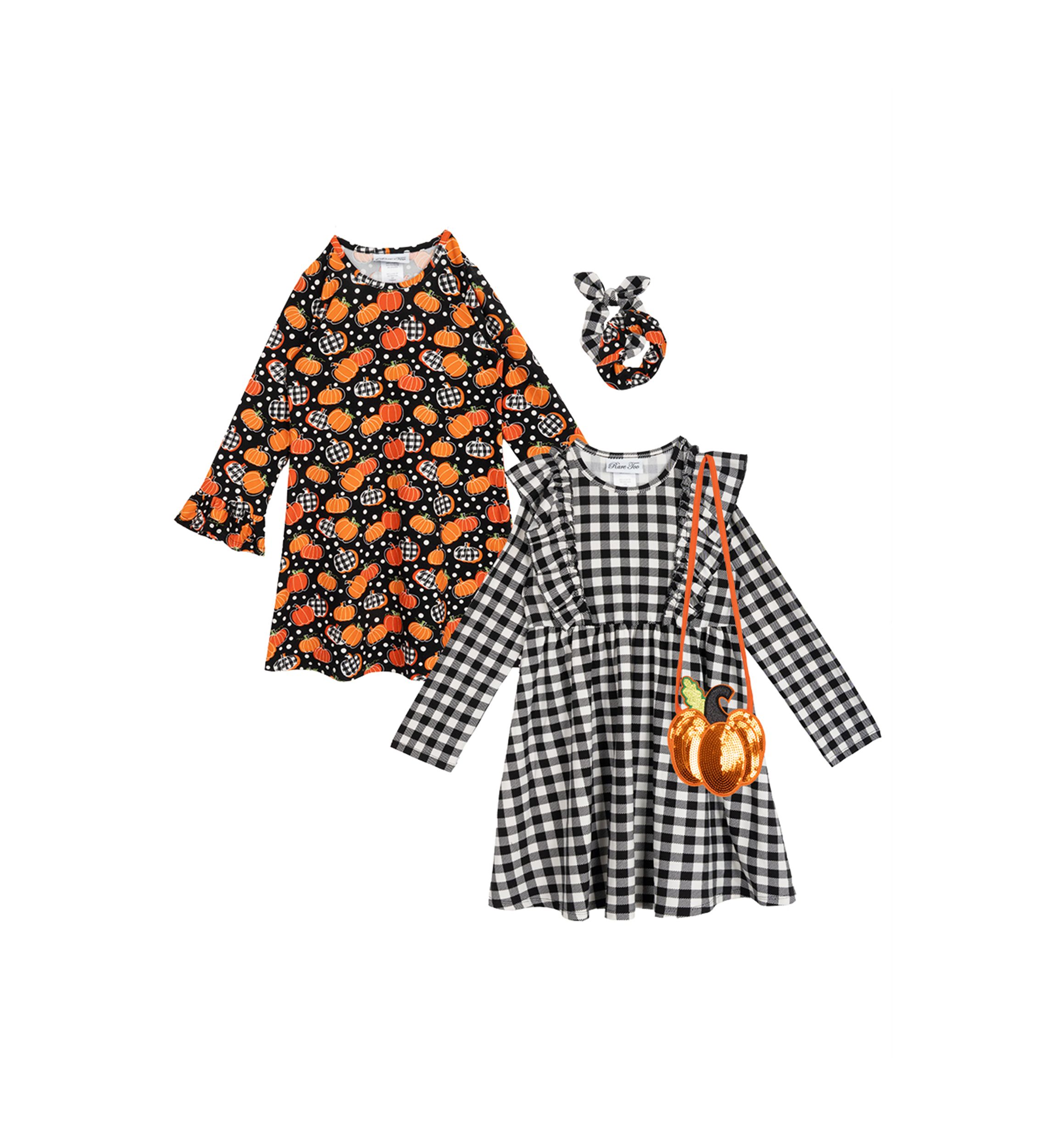 Girls 4-6x Harvest Dress Set with Hair Ties