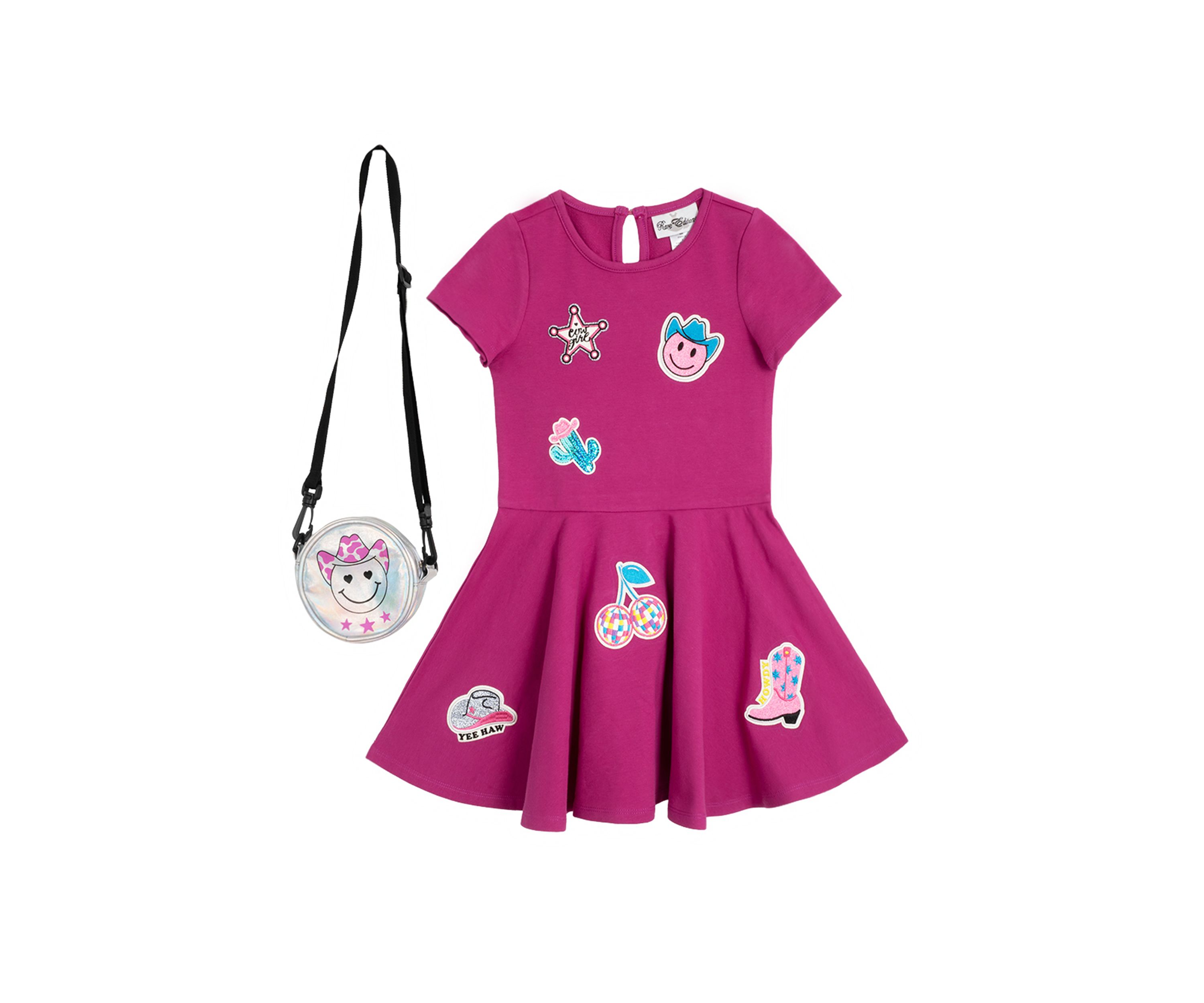 Girls 4-6x Short Sleeve Patch Skater Dress