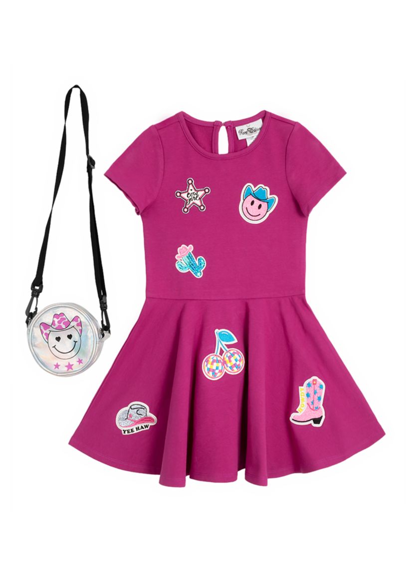 Girls 4-6x Short Sleeve Patch Skater Dress