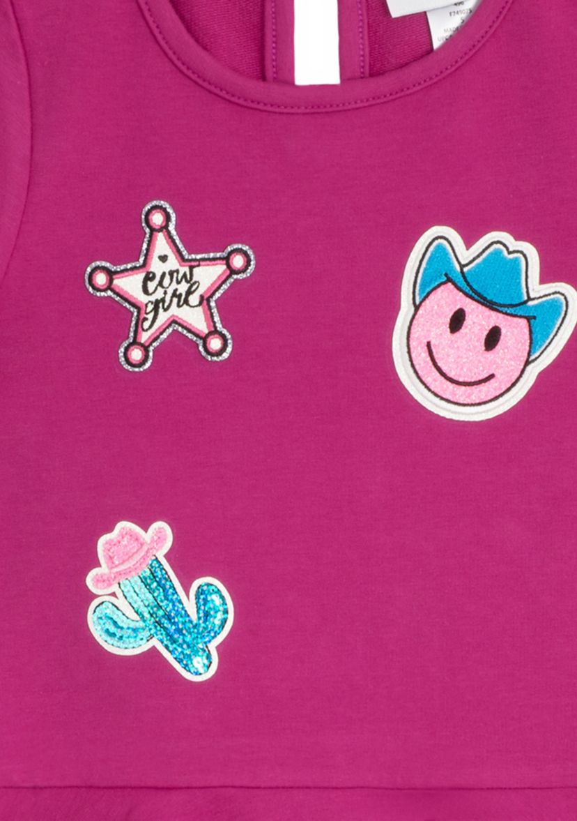 Girls 4-6x Short Sleeve Patch Skater Dress