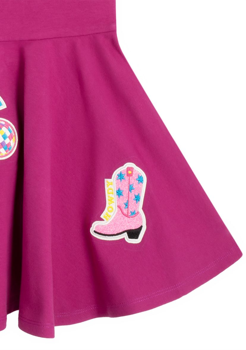 Girls 4-6x Short Sleeve Patch Skater Dress