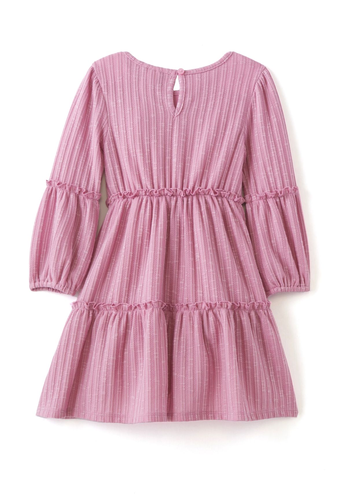 Girls 4-6x Ribbed Balloon Sleeve Tiered Dress