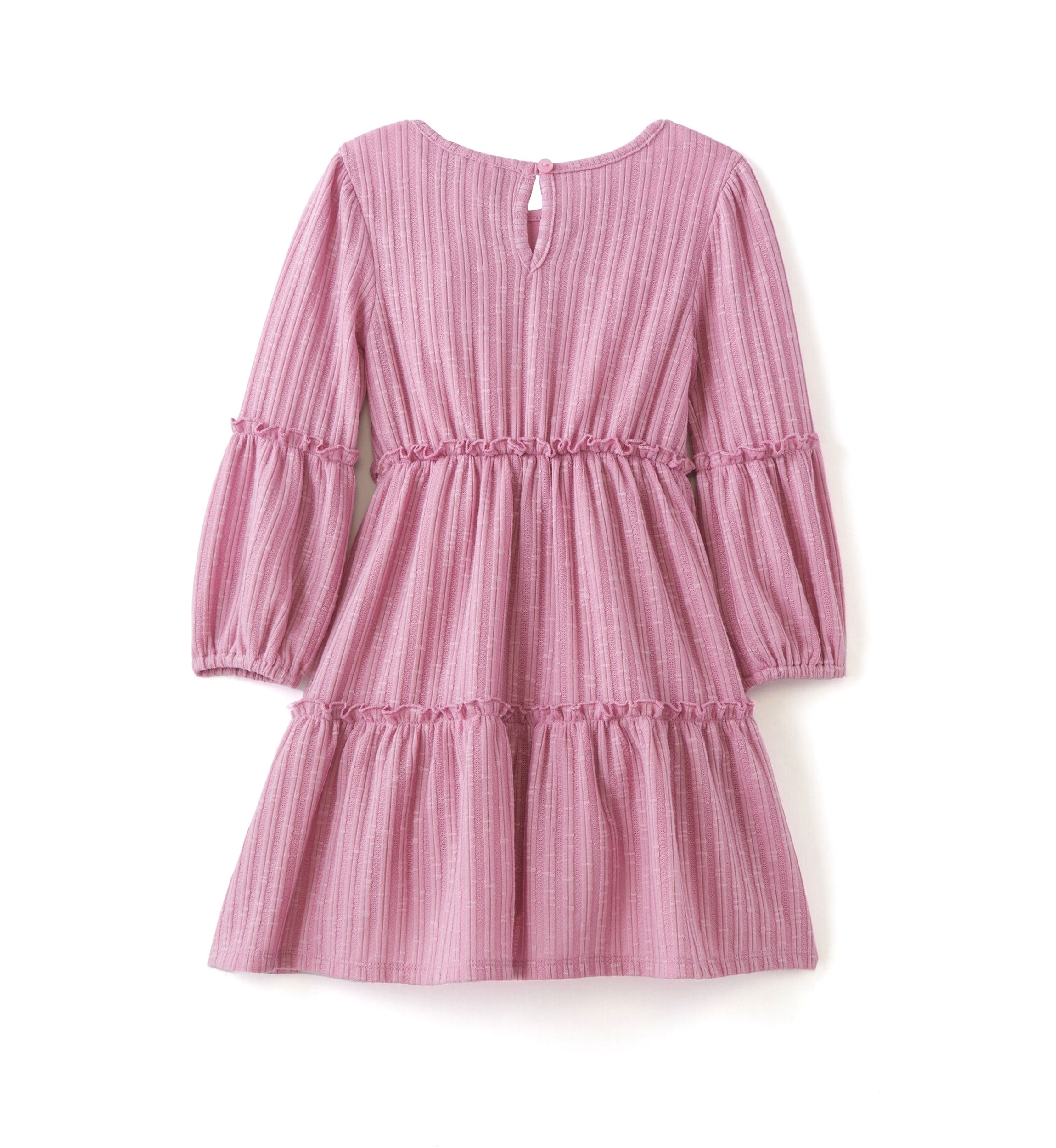 Girls 4-6x Ribbed Balloon Sleeve Tiered Dress