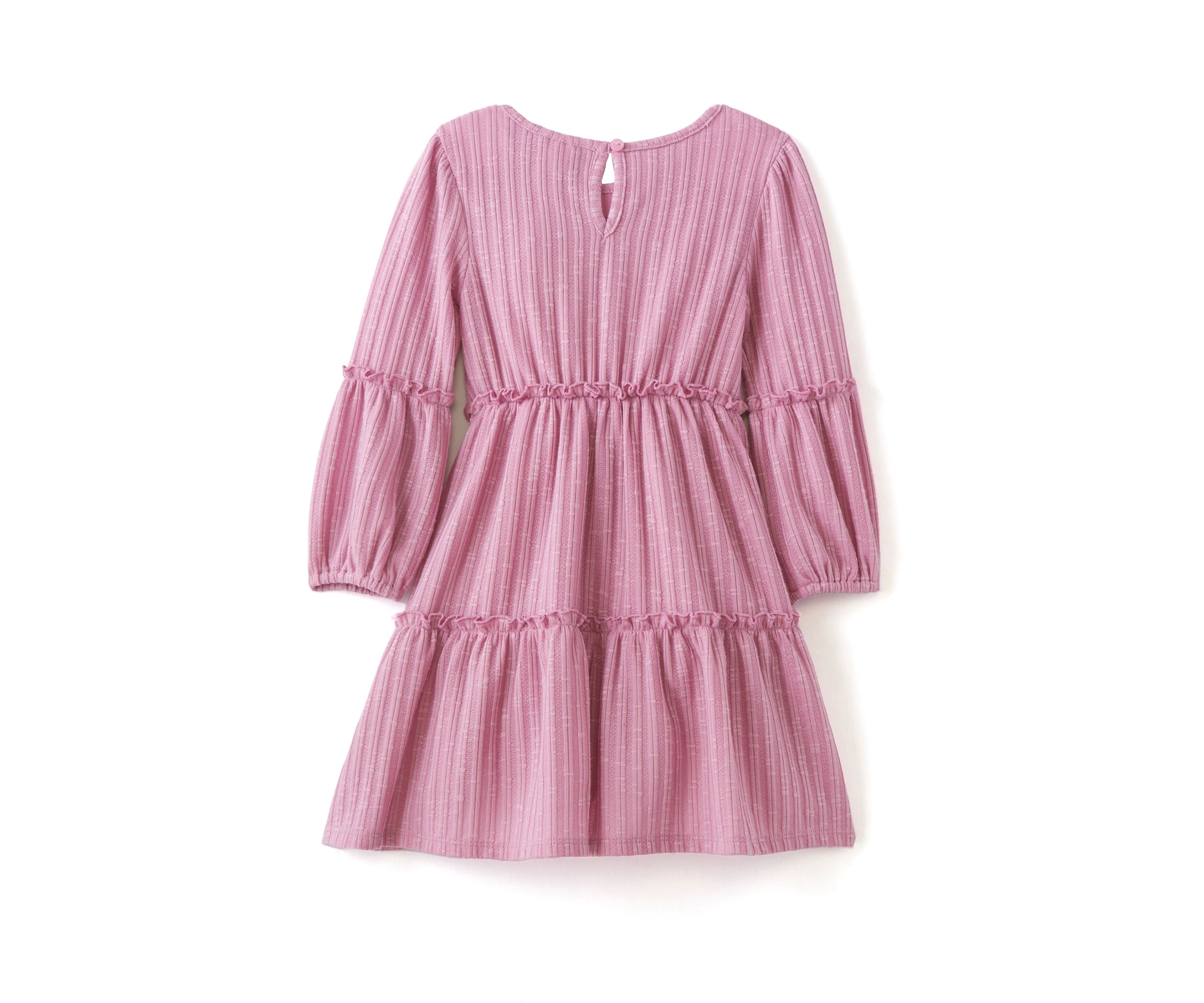 Girls 4-6x Ribbed Balloon Sleeve Tiered Dress