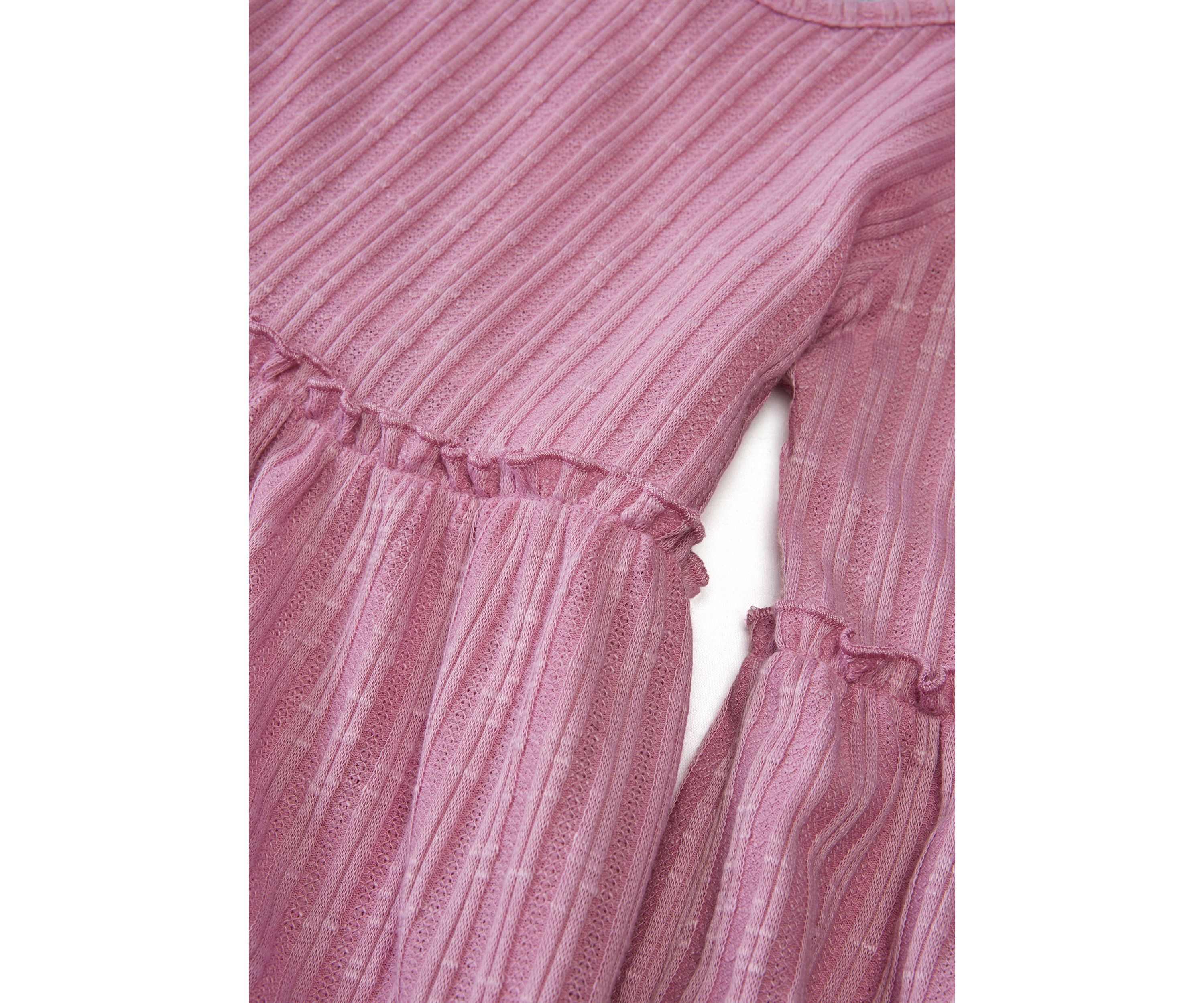 Girls 4-6x Ribbed Balloon Sleeve Tiered Dress