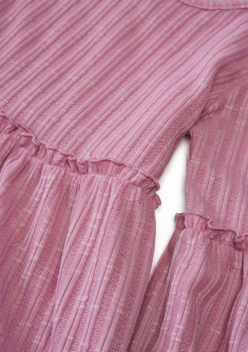 Girls 4-6x Ribbed Balloon Sleeve Tiered Dress