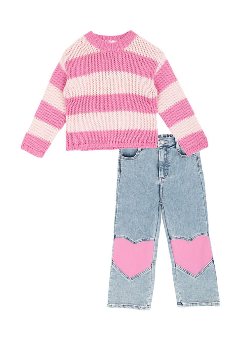 Girls 4-6x Pink Heart Jean Set