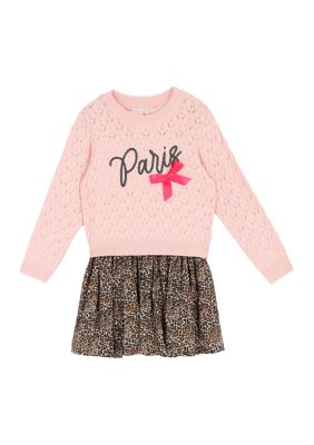 Rare Editions Girls 4-6x Paris Sweater Cheetah Skirt