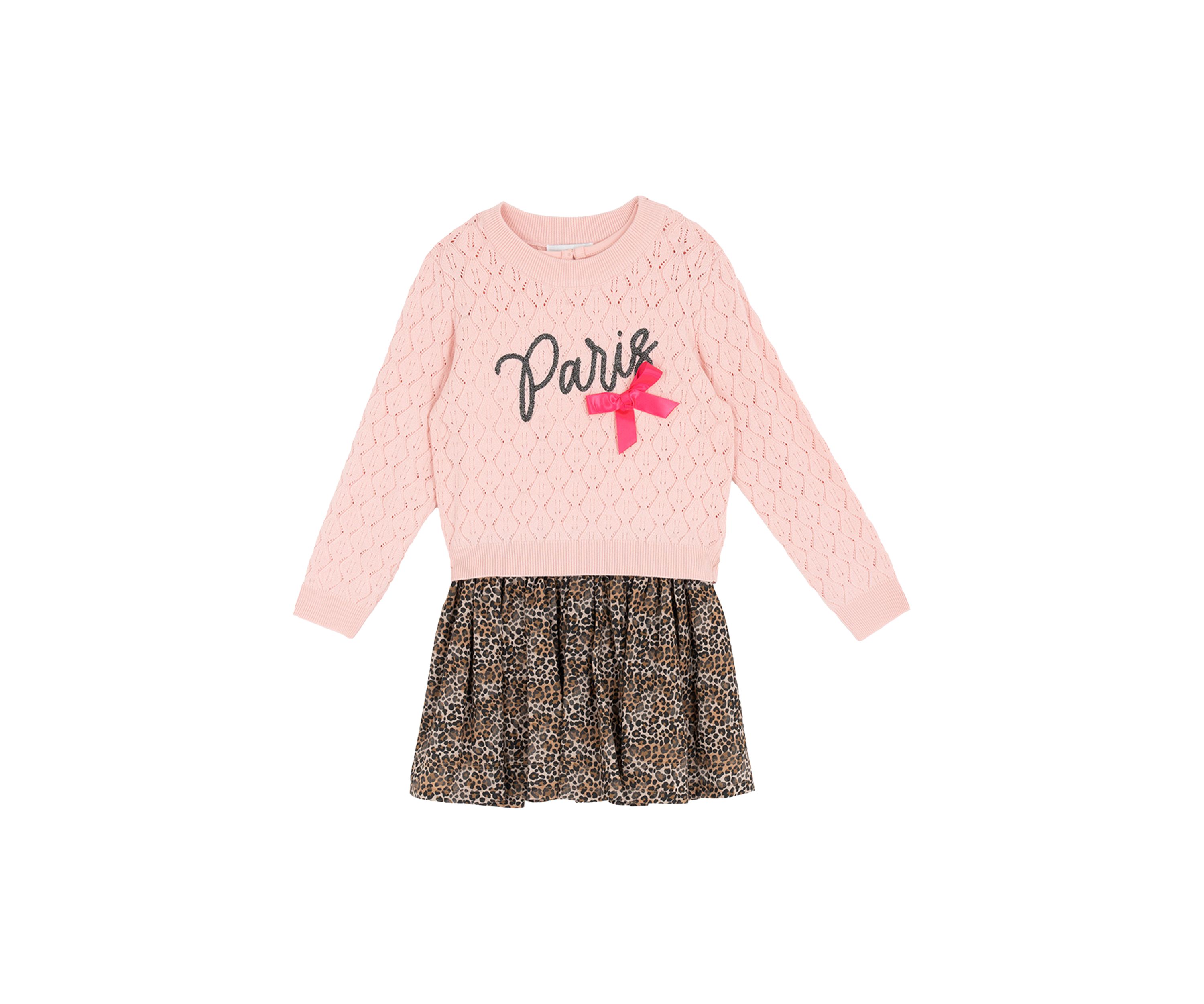 Girls 4-6x Paris Sweater Cheetah Skirt 