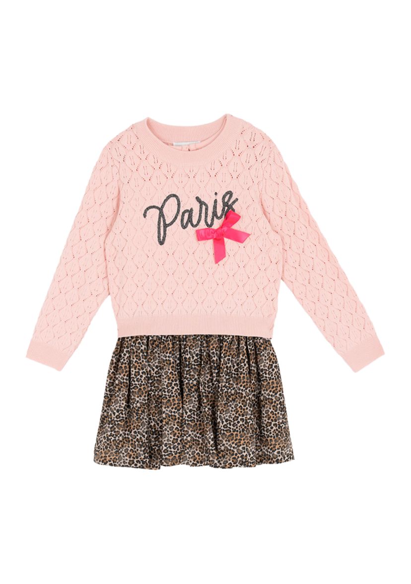 Girls 4-6x Paris Sweater Cheetah Skirt 