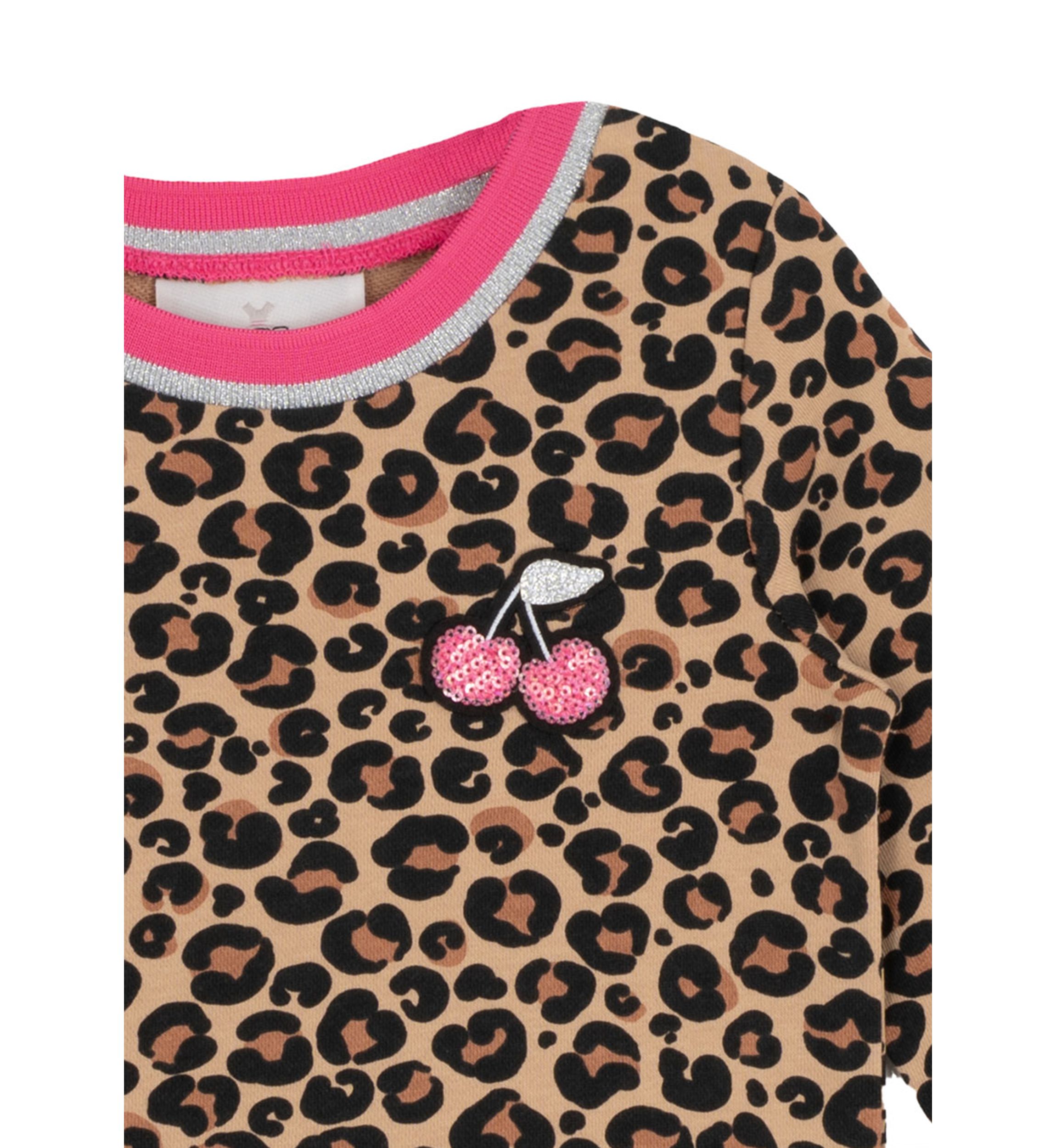 Girls 4-6x Long Sleeve Cheetah Print Drop Waist Dress
