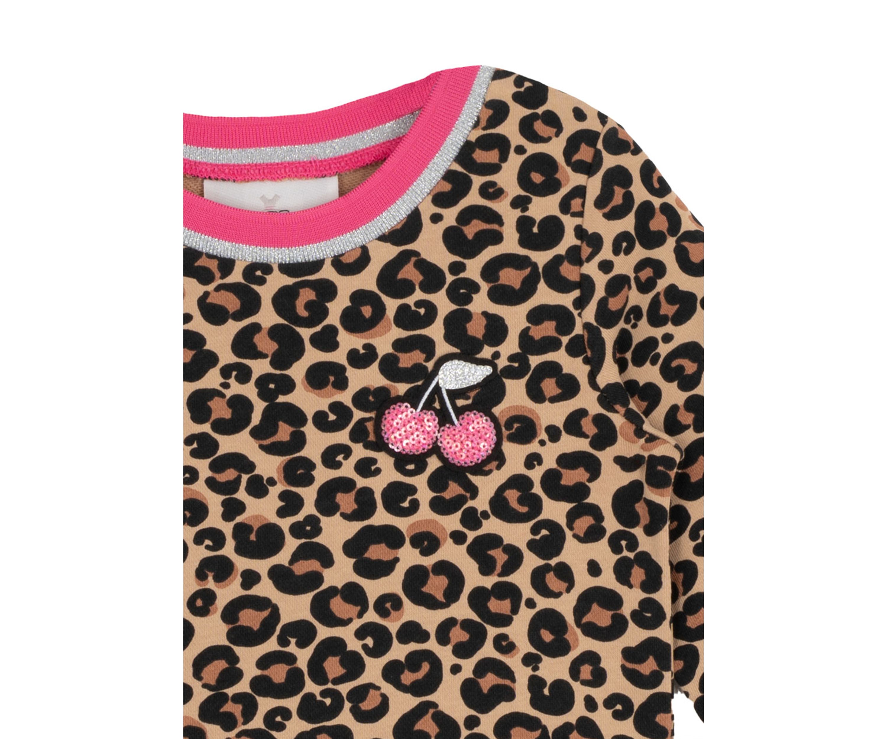 Girls 4-6x Long Sleeve Cheetah Print Drop Waist Dress