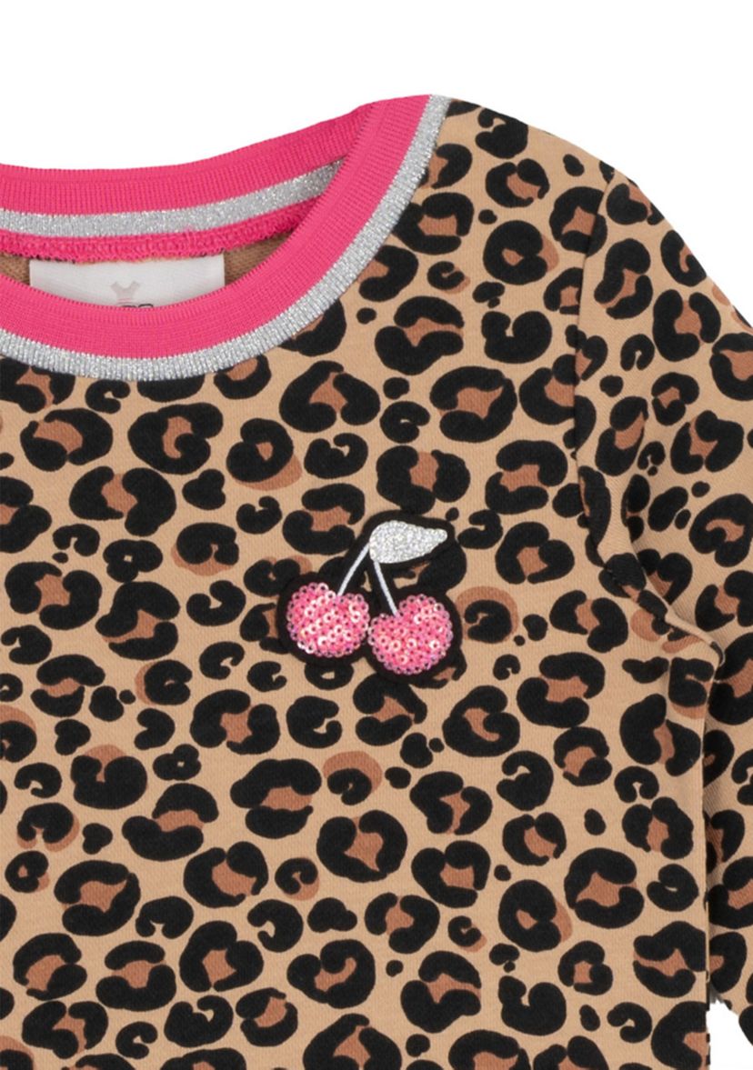 Girls 4-6x Long Sleeve Cheetah Print Drop Waist Dress
