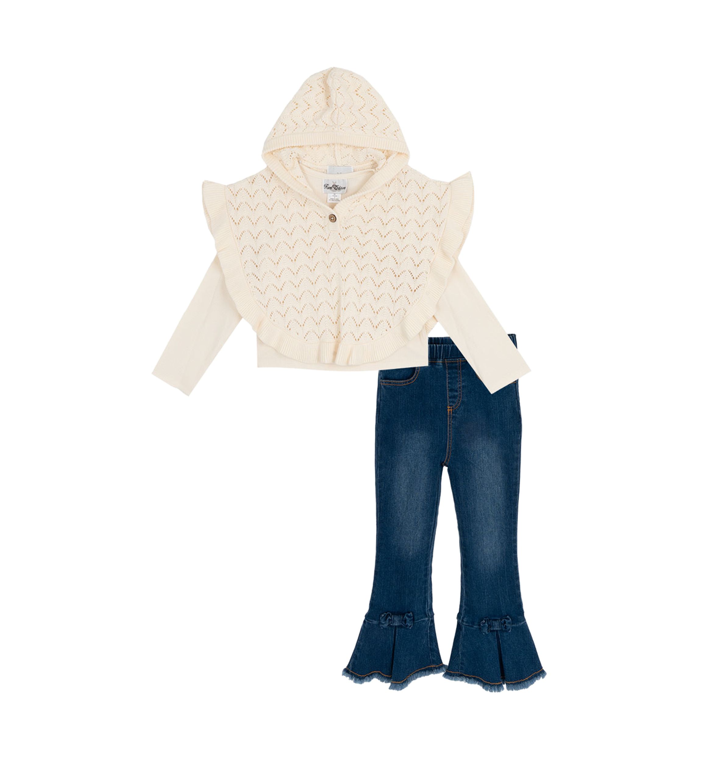 Girls 4-6x Poncho Ruffle Jeans 