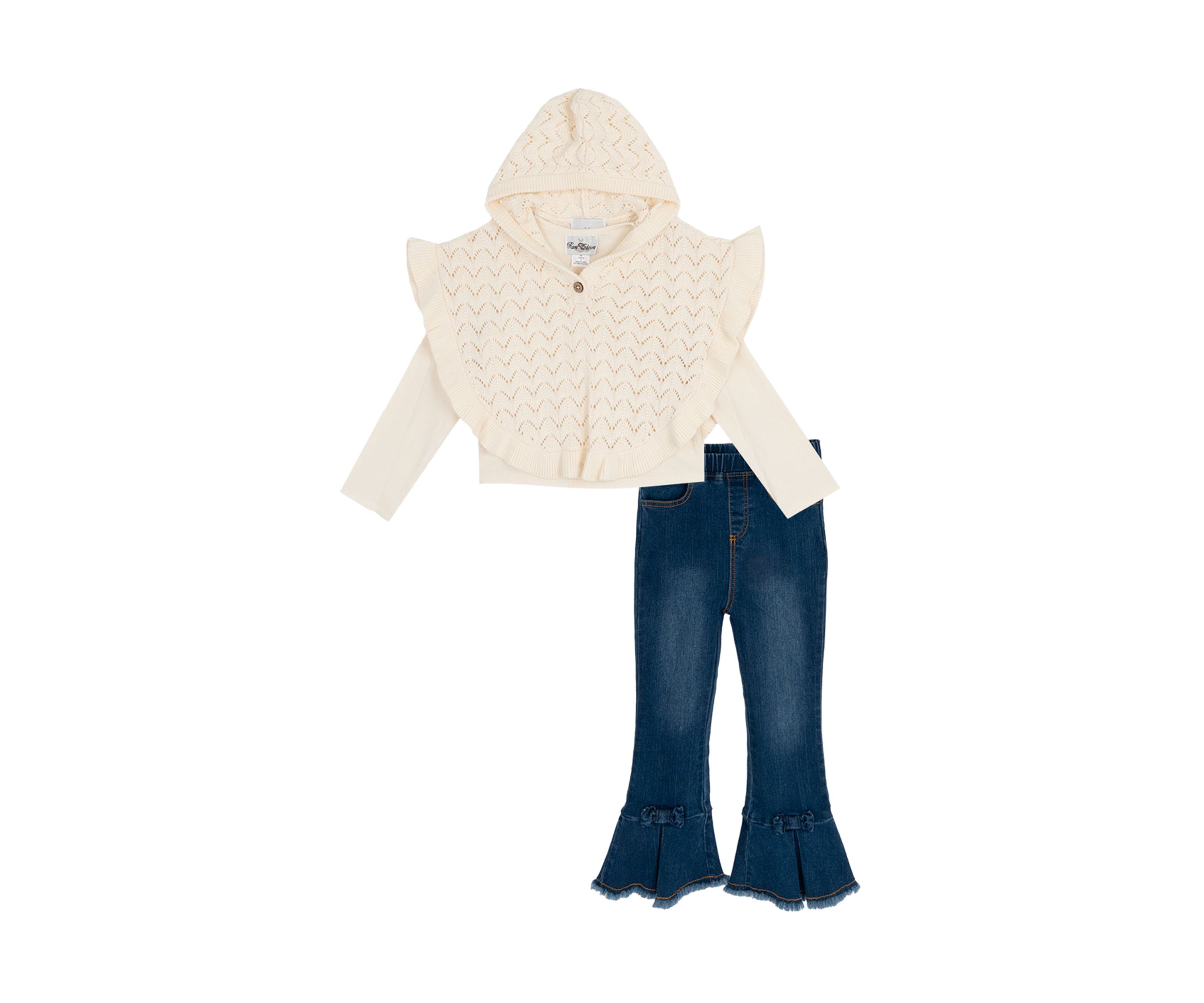 Girls 4-6x Poncho Ruffle Jeans 
